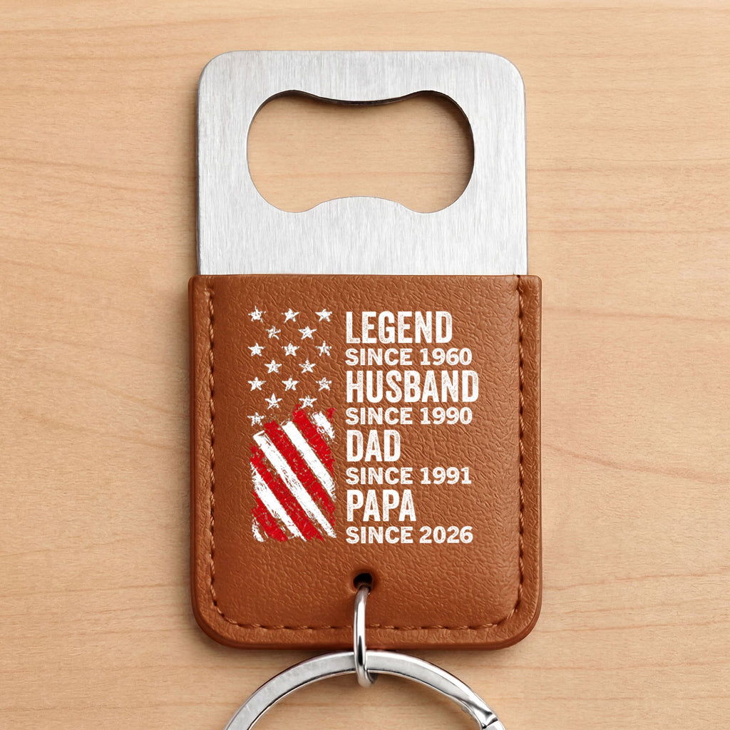 Personalized Leather Bottle Opener Keychain Gift for Dad Leather Bottle Opener Keychain GradoCreations
