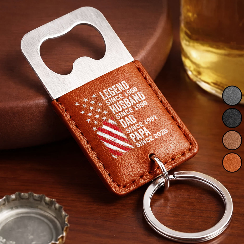 Personalized Leather Bottle Opener Keychain Gift for Dad Leather Bottle Opener Keychain GradoCreations