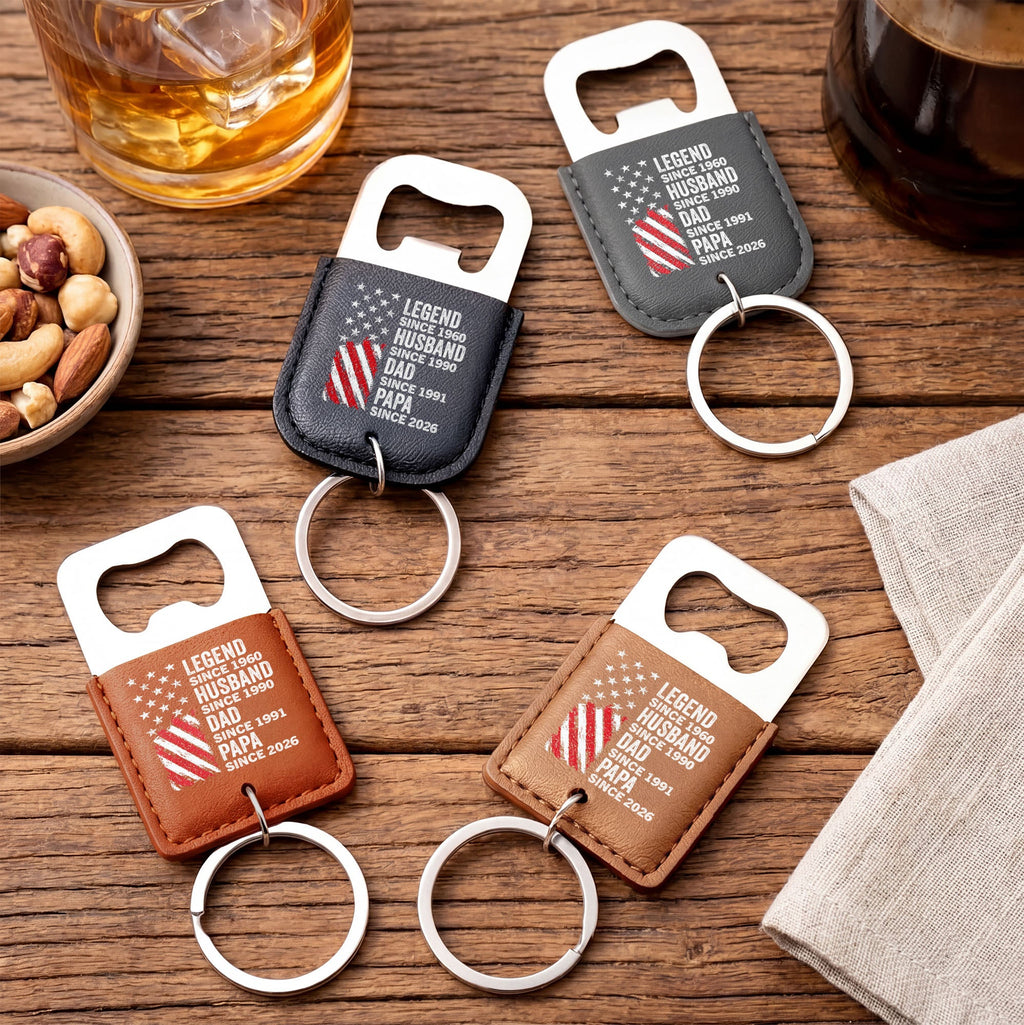 Personalized Leather Bottle Opener Keychain Gift for Dad Leather Bottle Opener Keychain GradoCreations