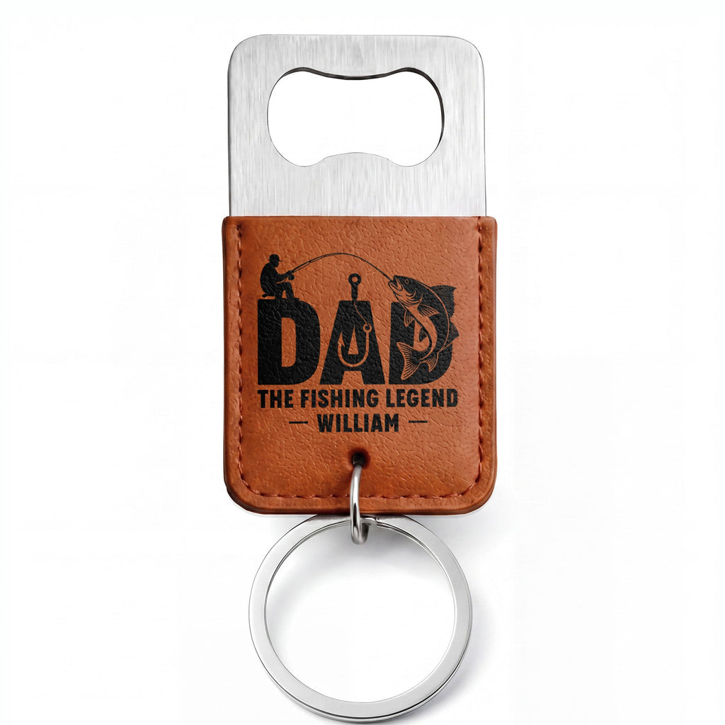 Personalized Leather Bottle Opener Keychain for Fishing Dad Gift Leather Bottle Opener Keychain GradoCreations