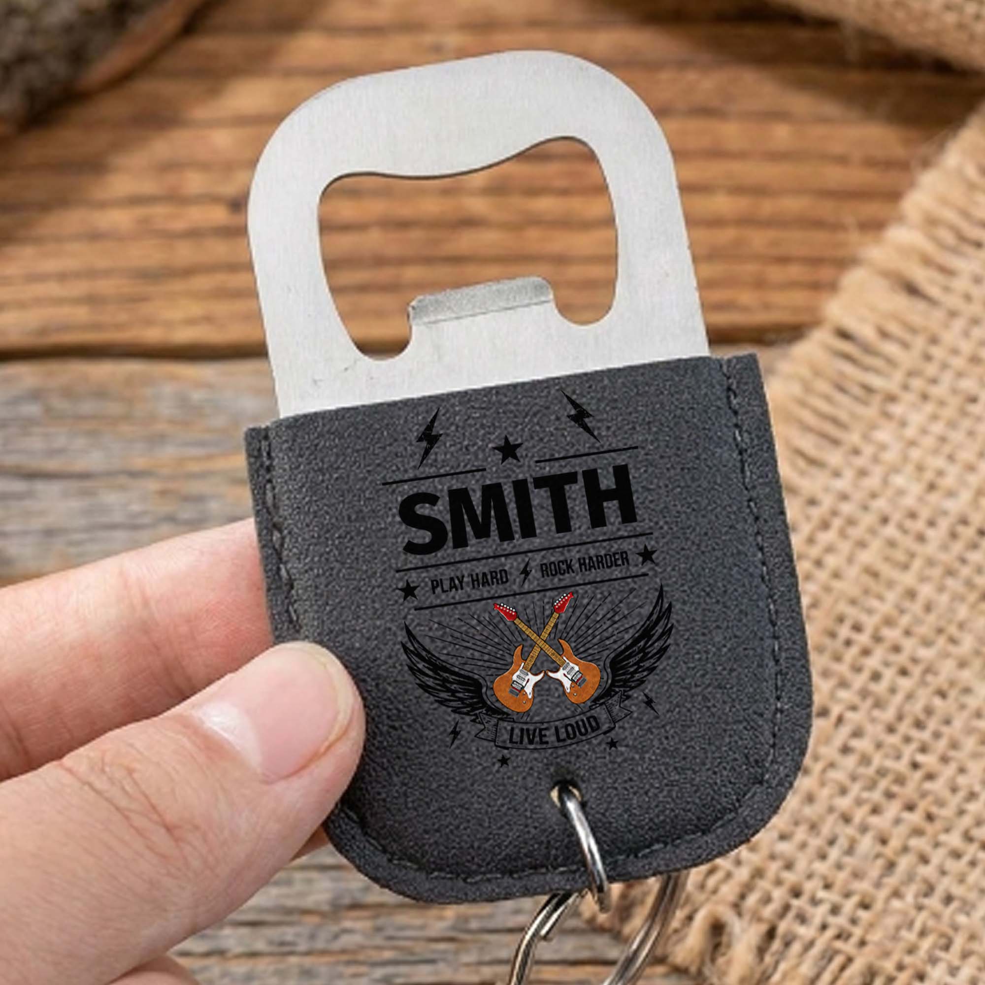 Personalized Leather Bottle Opener Keychain Custom Dad Gift Leather Bottle Opener Keychain GradoCreations