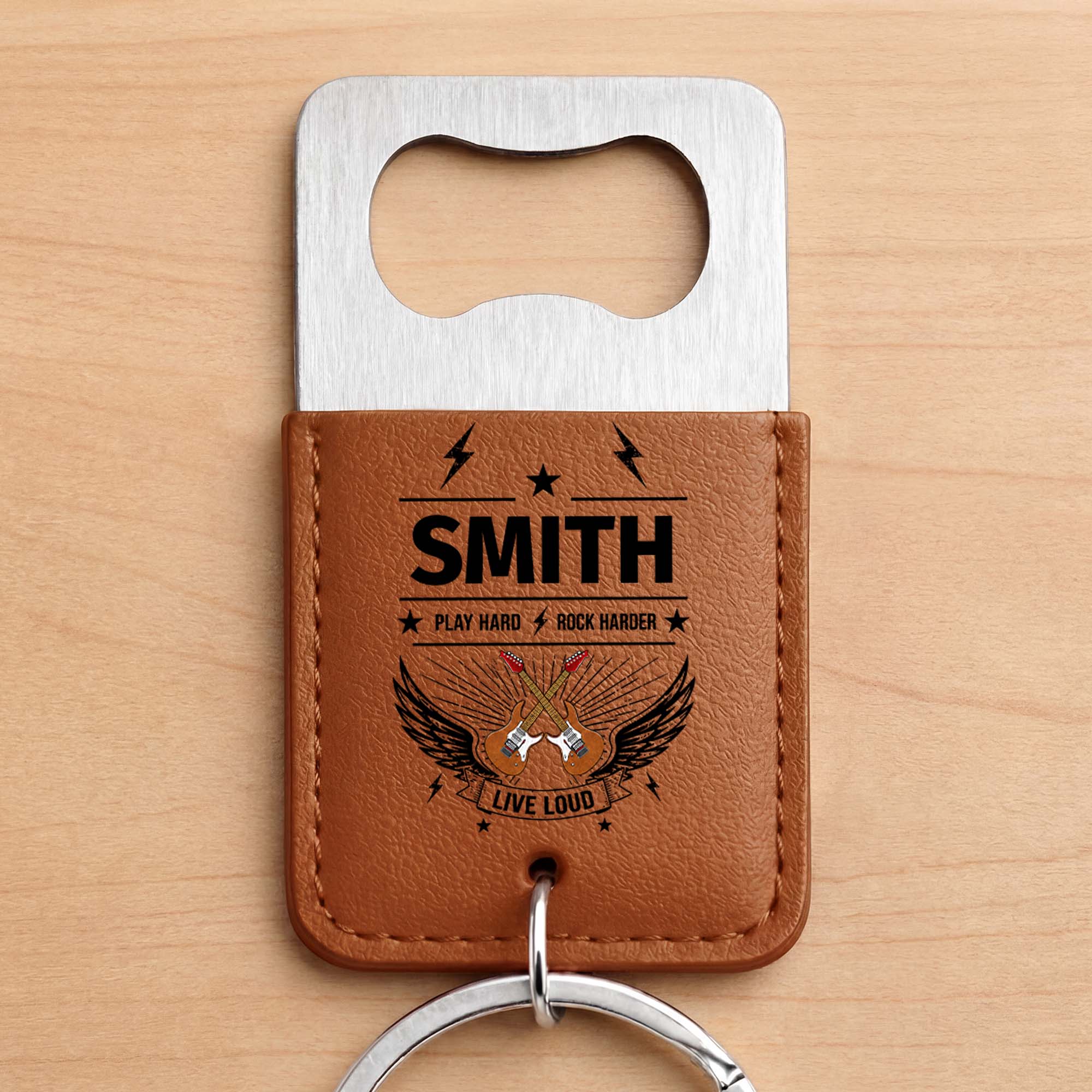Personalized Leather Bottle Opener Keychain Custom Dad Gift Leather Bottle Opener Keychain GradoCreations