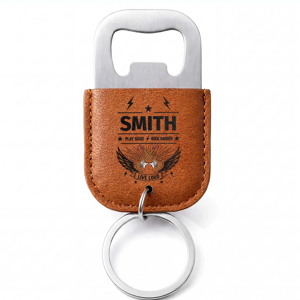 Personalized Leather Bottle Opener Keychain Custom Dad Gift Leather Bottle Opener Keychain GradoCreations