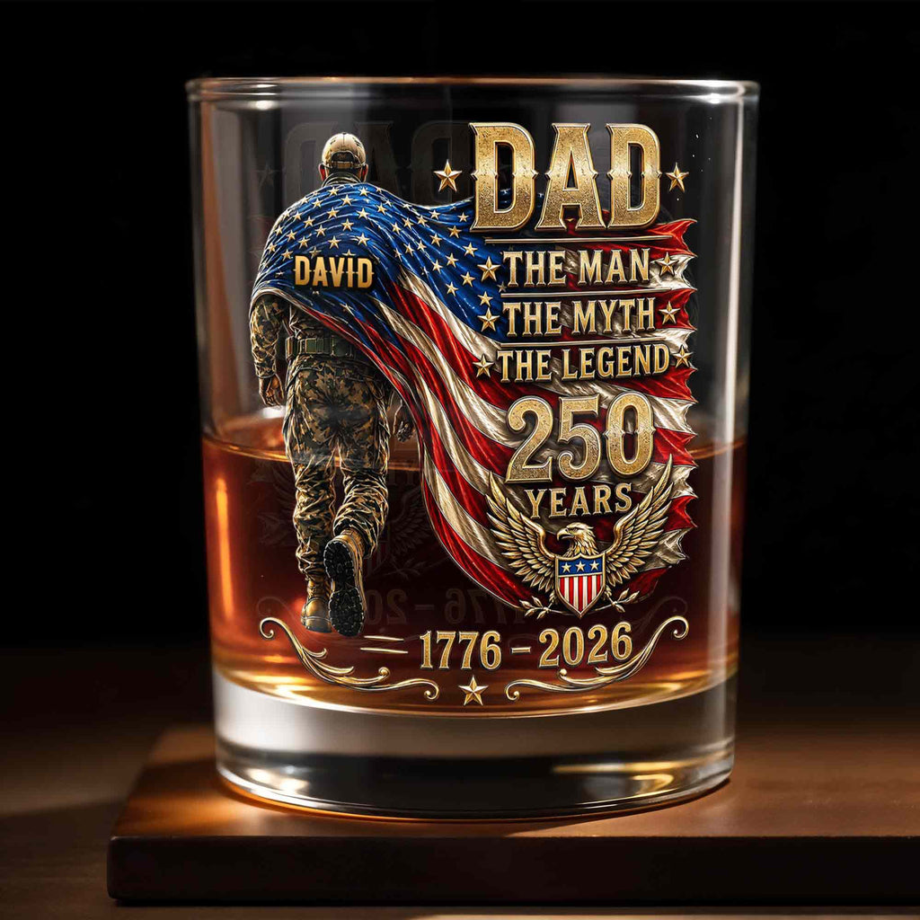 Personalized Custom Whiskey Glass American Flag Gift for Dad Whiskey Glass GradoCreations
