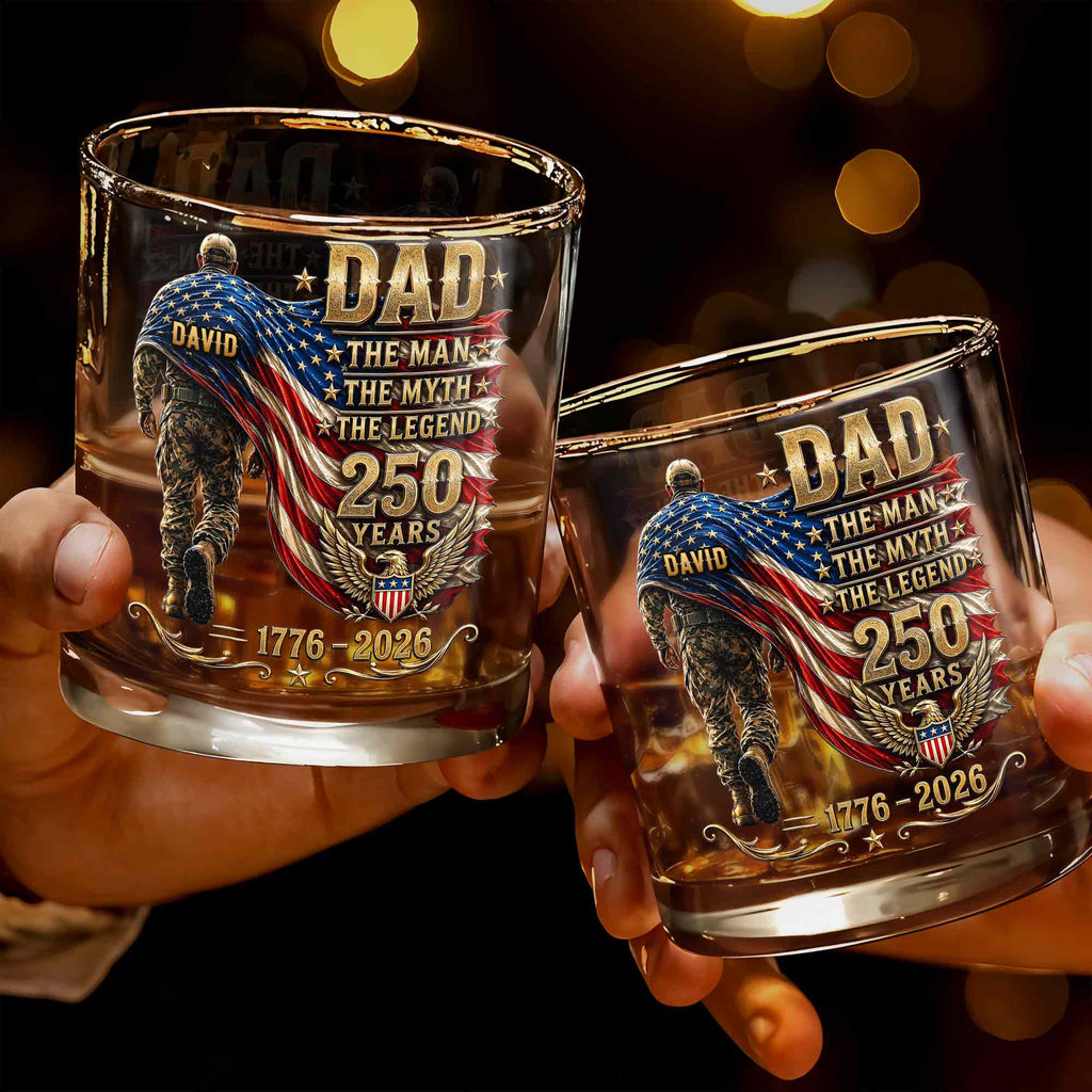 Personalized Custom Whiskey Glass American Flag Gift for Dad Whiskey Glass GradoCreations