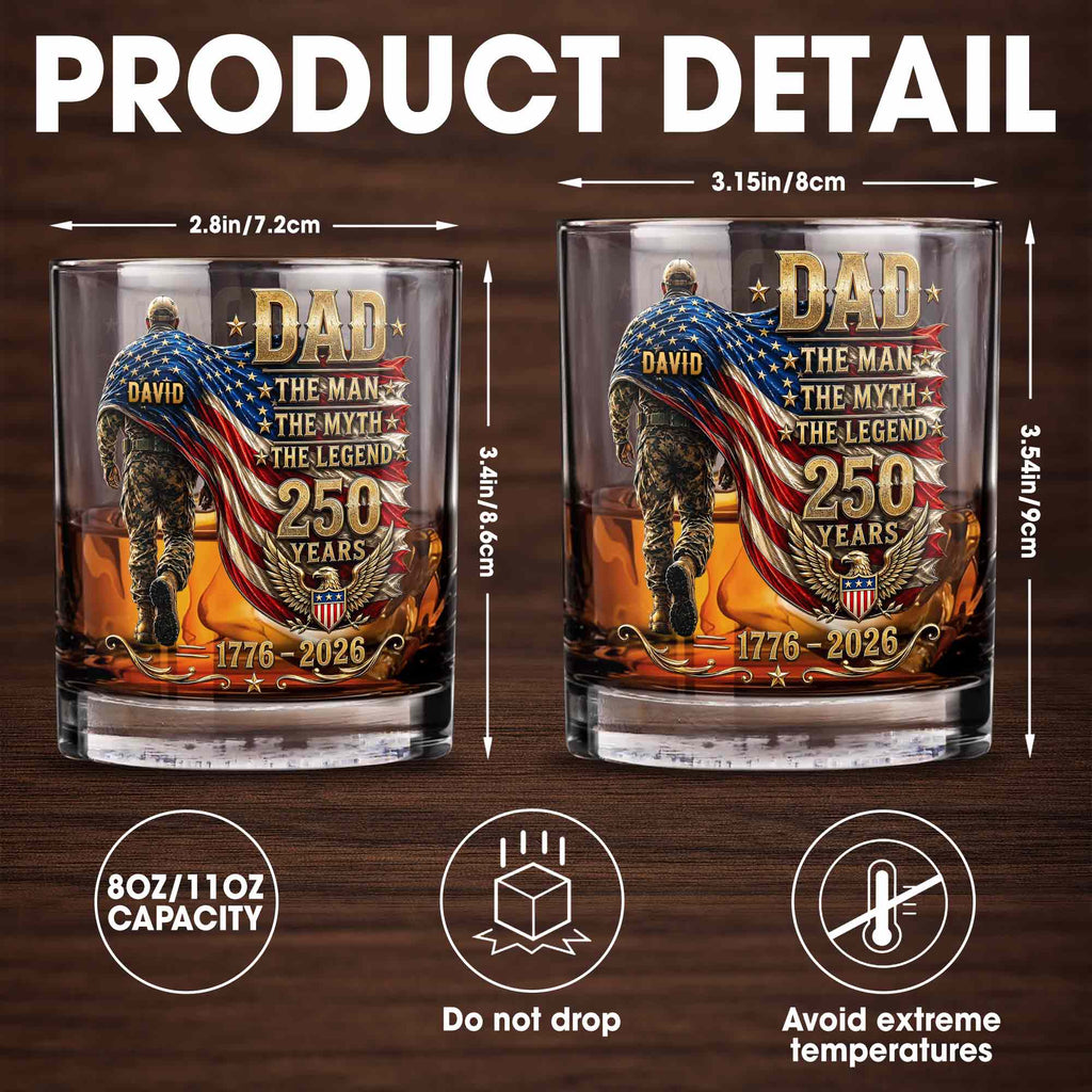Personalized Custom Whiskey Glass American Flag Gift for Dad Whiskey Glass GradoCreations