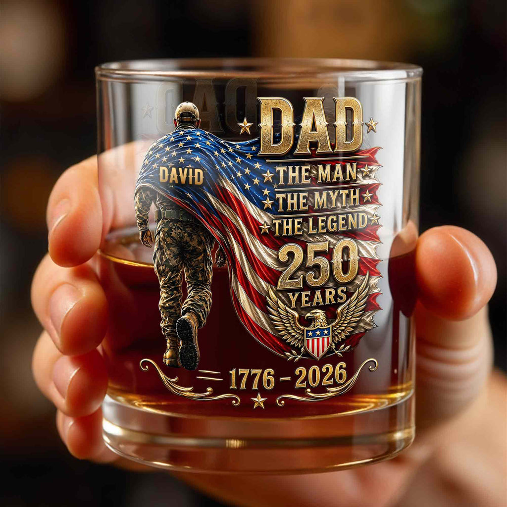 Personalized Custom Whiskey Glass American Flag Gift for Dad Whiskey Glass GradoCreations
