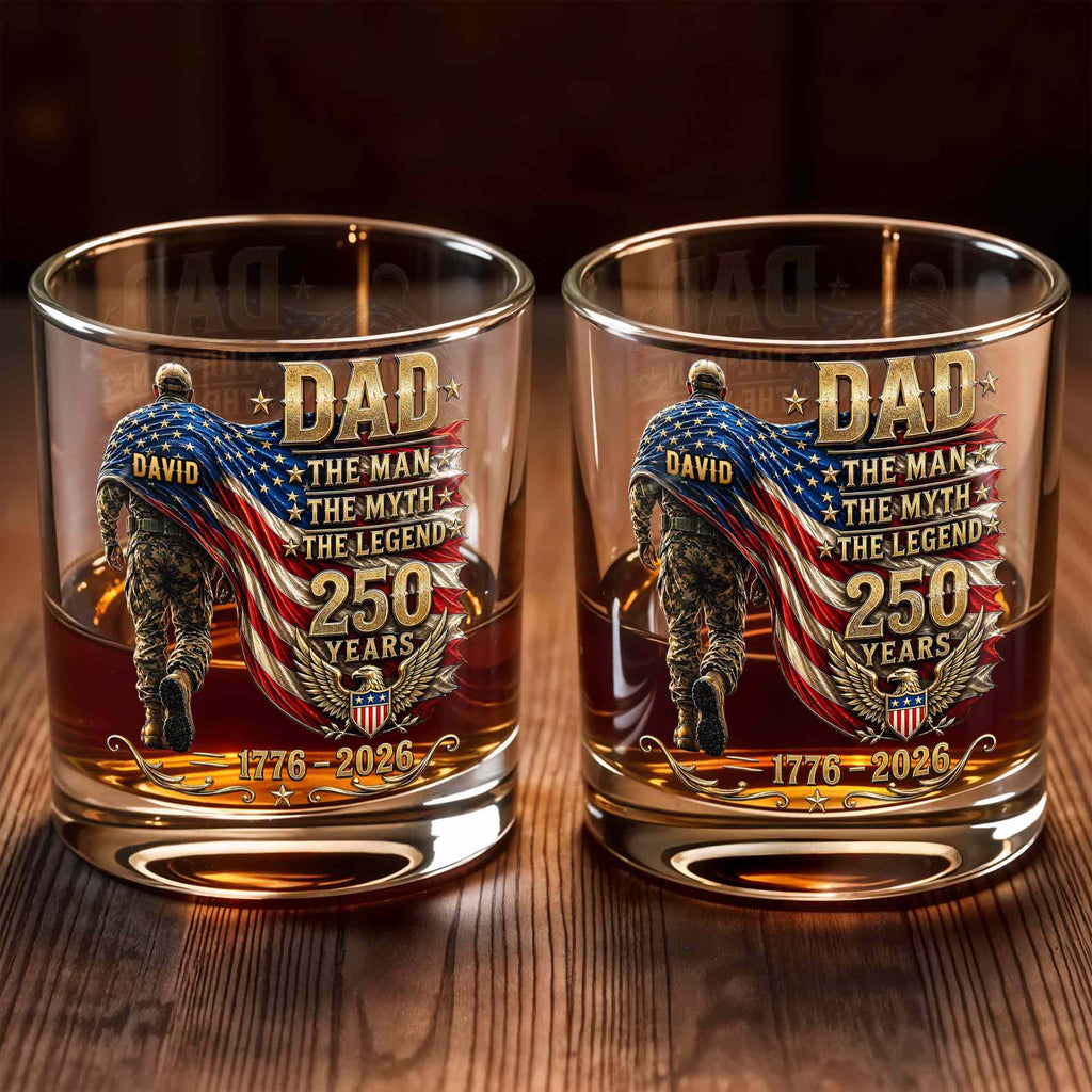 Personalized Custom Whiskey Glass American Flag Gift for Dad Whiskey Glass GradoCreations