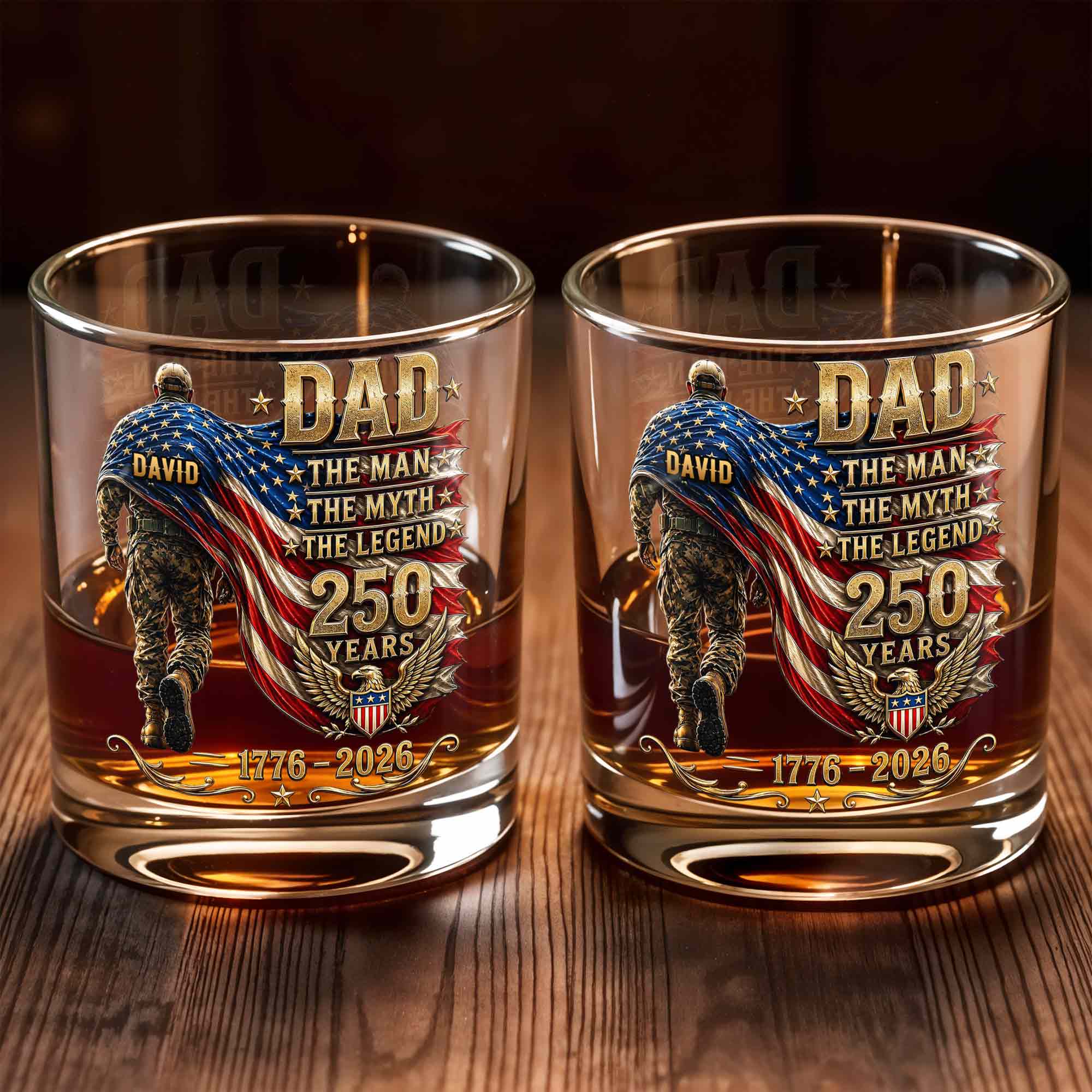 Personalized Custom Whiskey Glass American Flag Gift for Dad Whiskey Glass GradoCreations