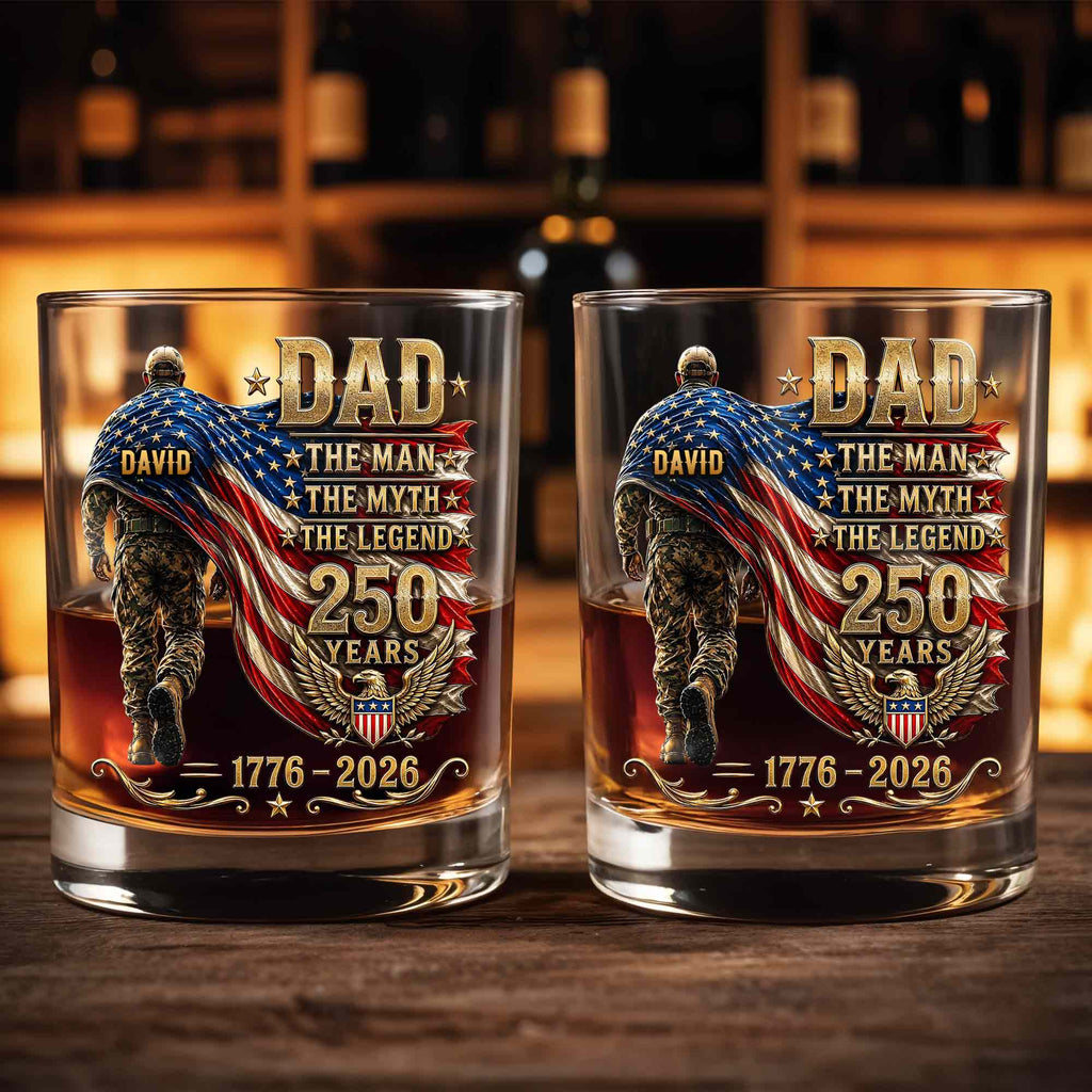 Personalized Custom Whiskey Glass American Flag Gift for Dad Whiskey Glass GradoCreations