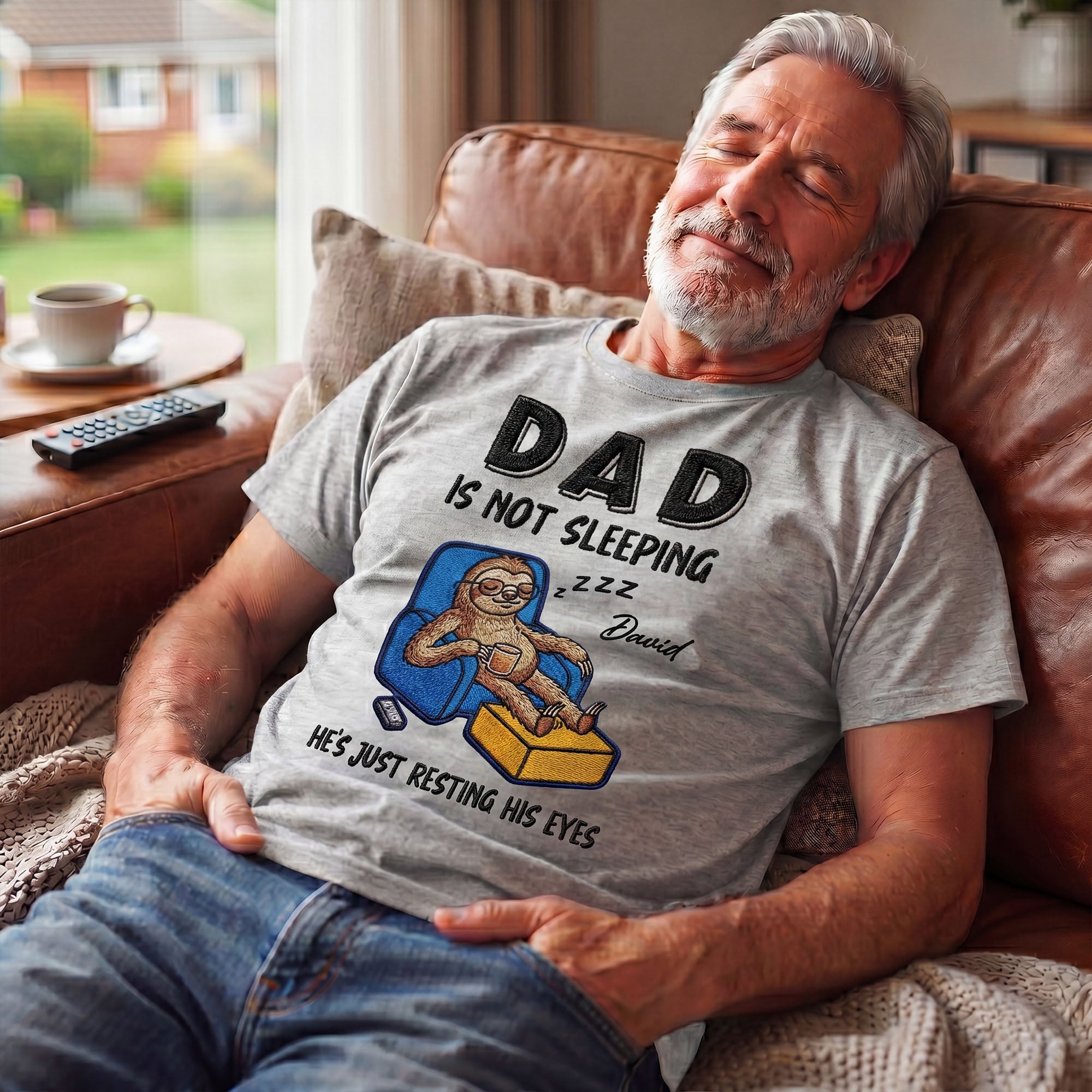 Personalized Unisex T-shirt Hoodie Gift for Dad - Custom Sloth Design Shirt GradoCreations