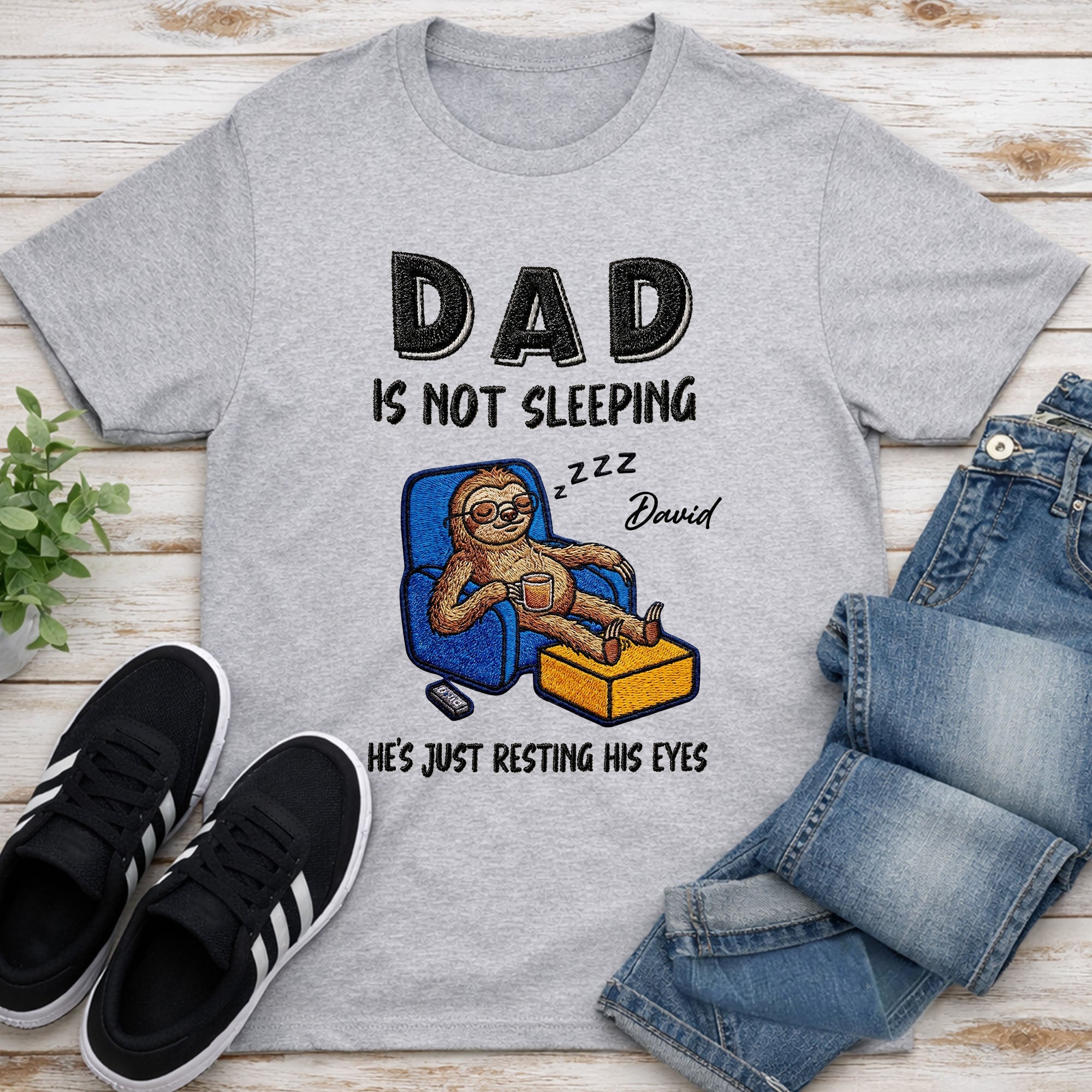 Personalized Unisex T-shirt Hoodie Gift for Dad - Custom Sloth Design Shirt GradoCreations