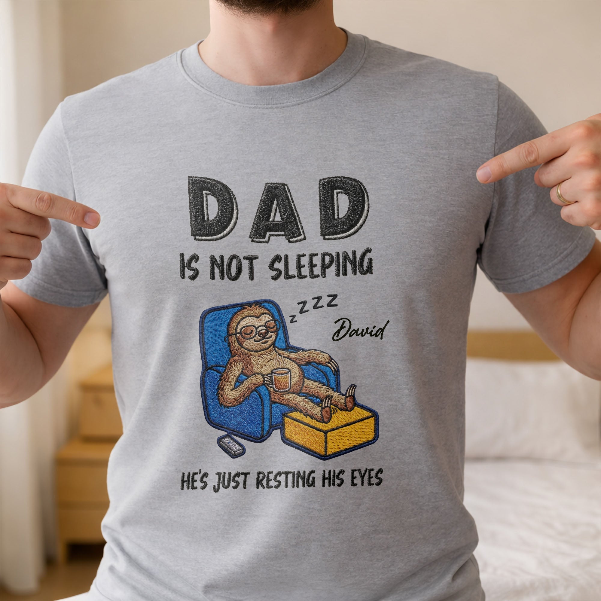 Personalized Unisex T-shirt Hoodie Gift for Dad - Custom Sloth Design Shirt GradoCreations