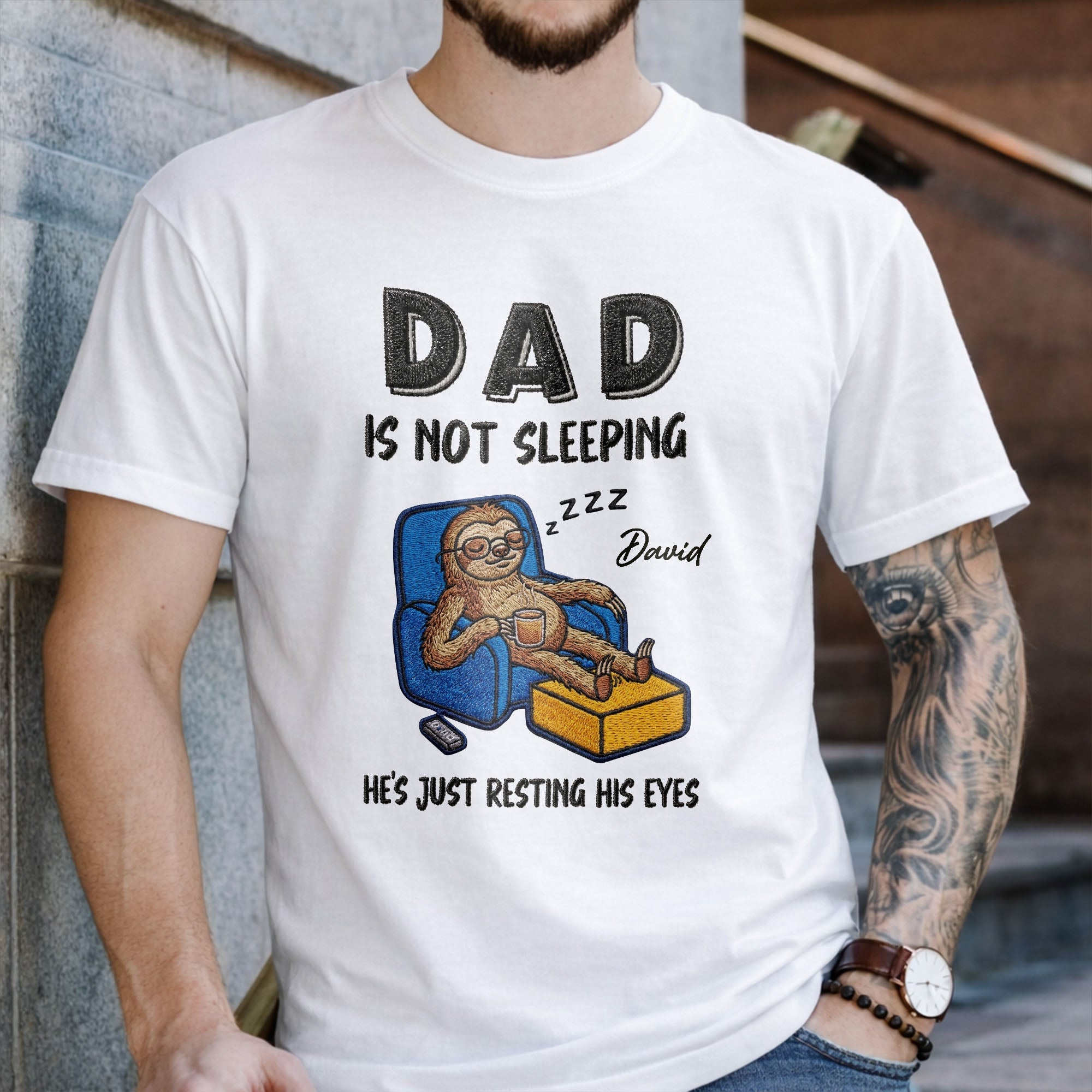 Personalized Unisex T-shirt Hoodie Gift for Dad - Custom Sloth Design Shirt GradoCreations