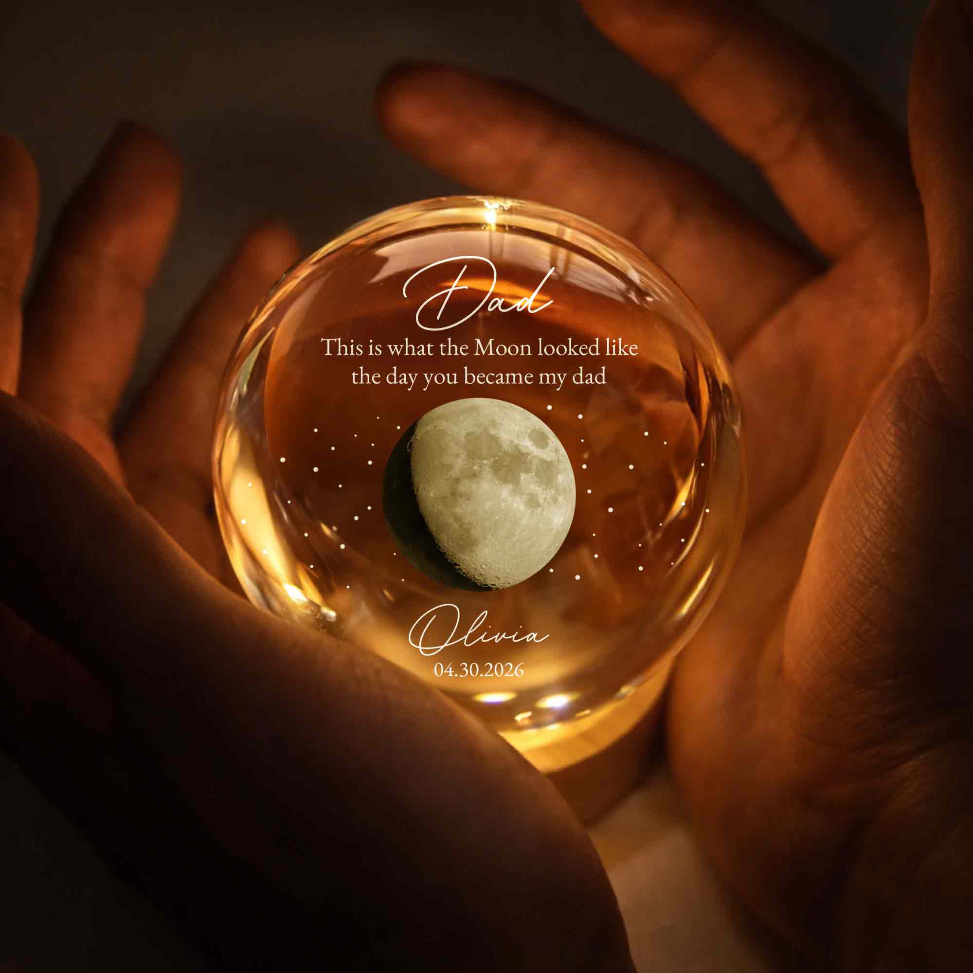 Personalized Custom Moon Phase Crystal Globe Lamp for Dad Crystal Globe Lamp GradoCreations