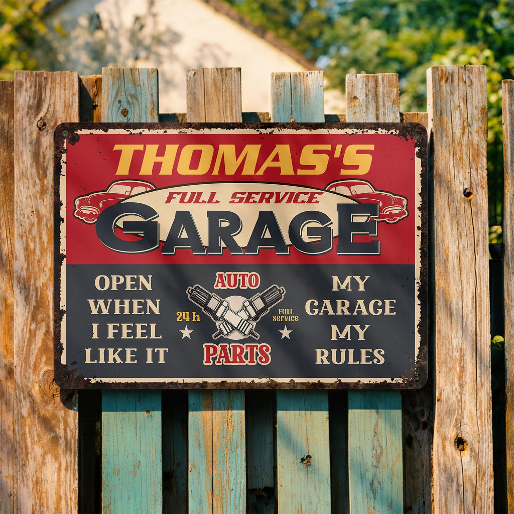 Personalized Vintage Metal Sign for Dad Garage Decor Gift Metal Sign GradoCreations