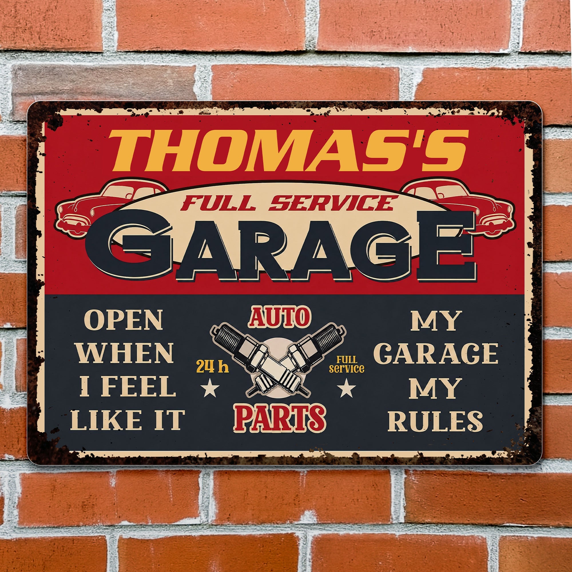 Personalized Vintage Metal Sign for Dad Garage Decor Gift Metal Sign GradoCreations
