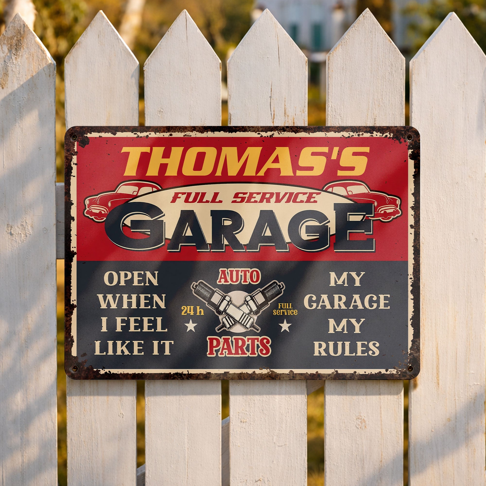 Personalized Vintage Metal Sign for Dad Garage Decor Gift Metal Sign GradoCreations
