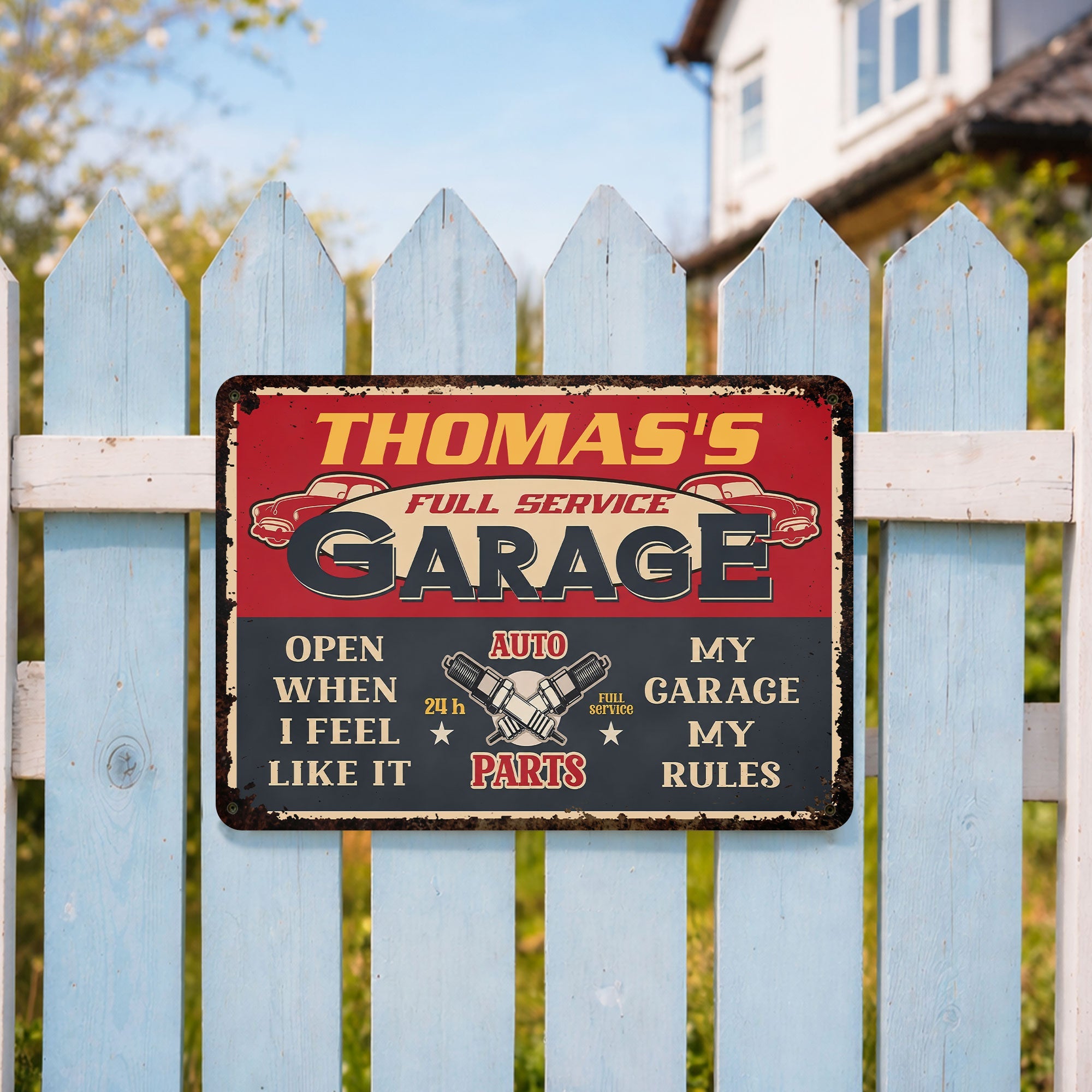 Personalized Vintage Metal Sign for Dad Garage Decor Gift Metal Sign GradoCreations