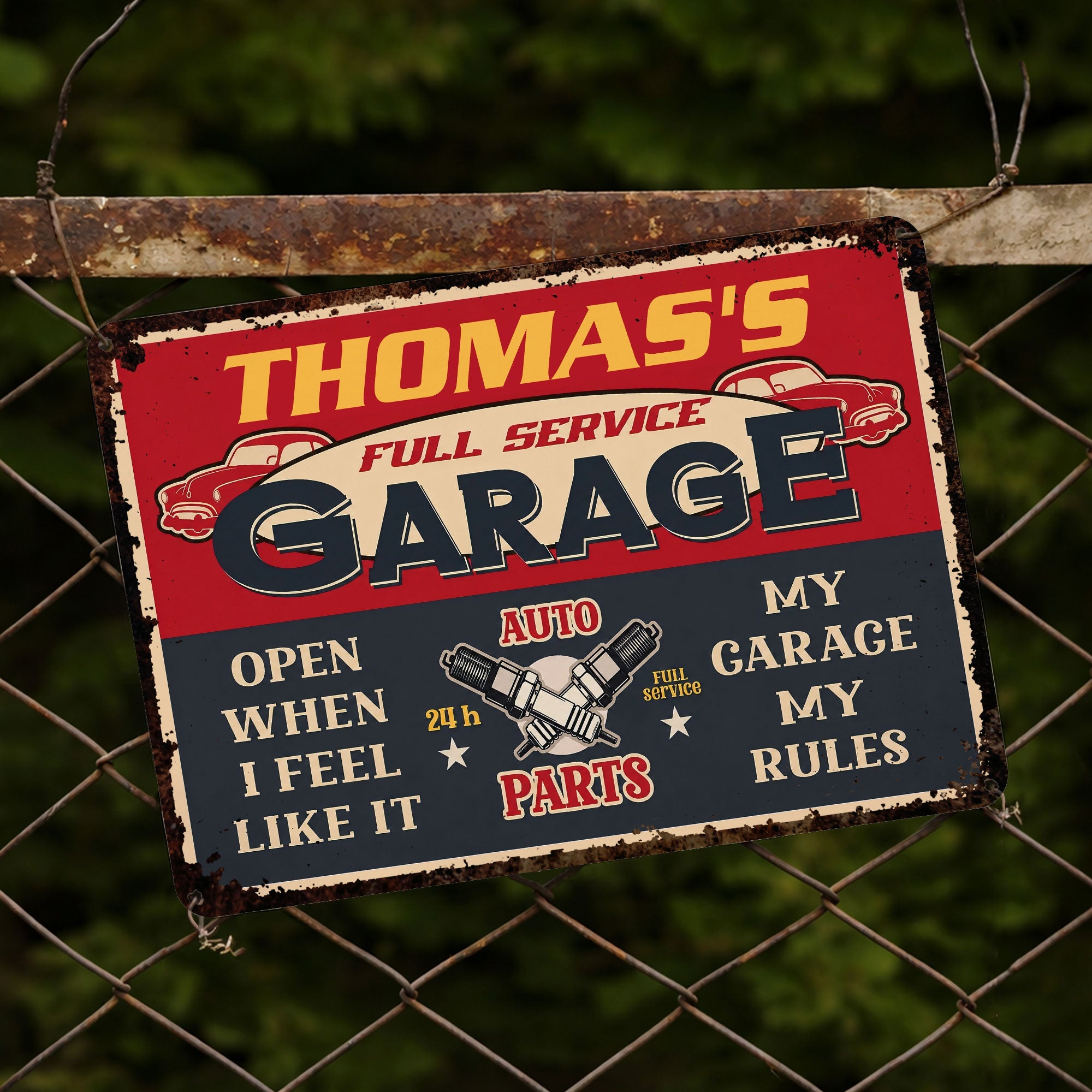 Personalized Vintage Metal Sign for Dad Garage Decor Gift Metal Sign GradoCreations