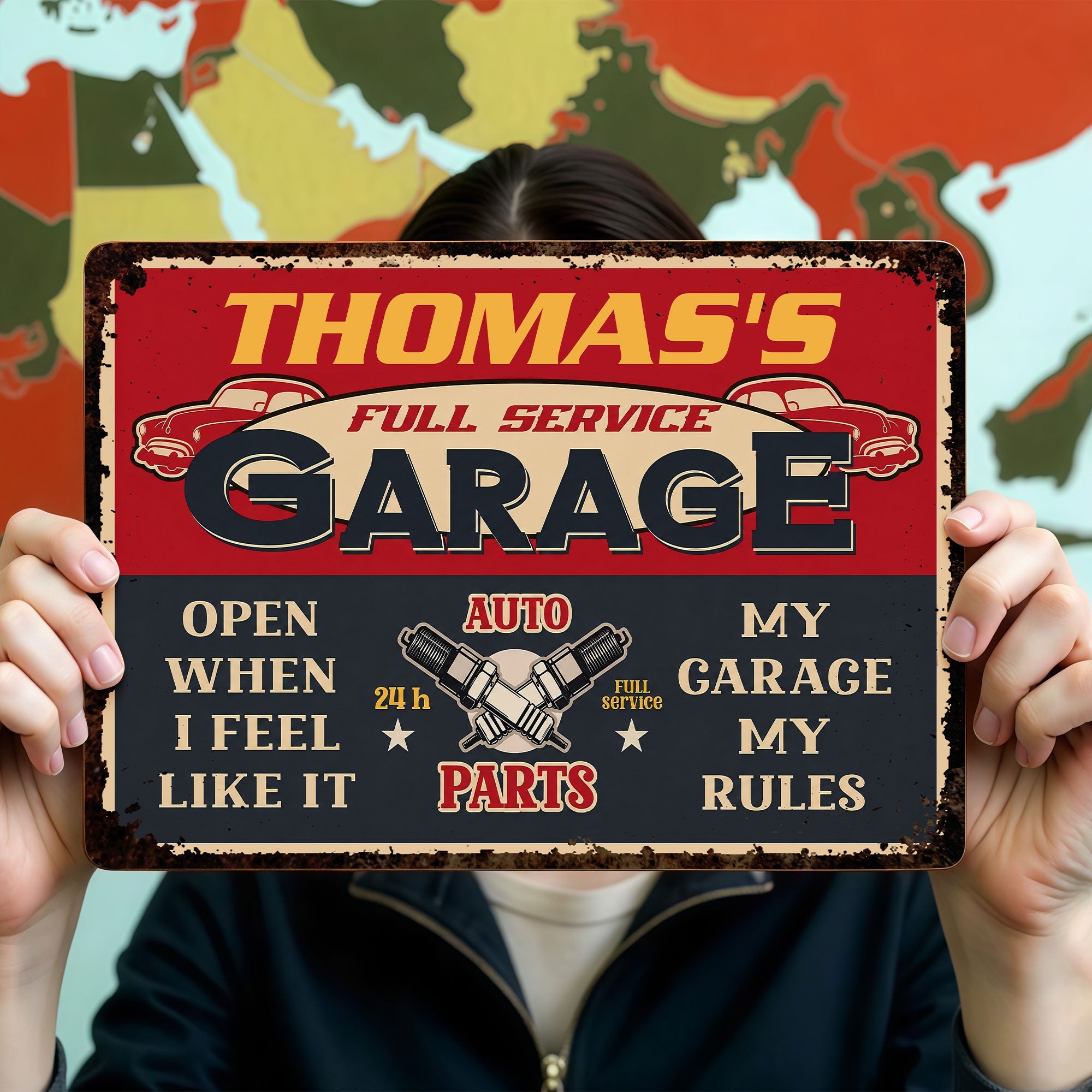 Personalized Vintage Metal Sign for Dad Garage Decor Gift Metal Sign GradoCreations