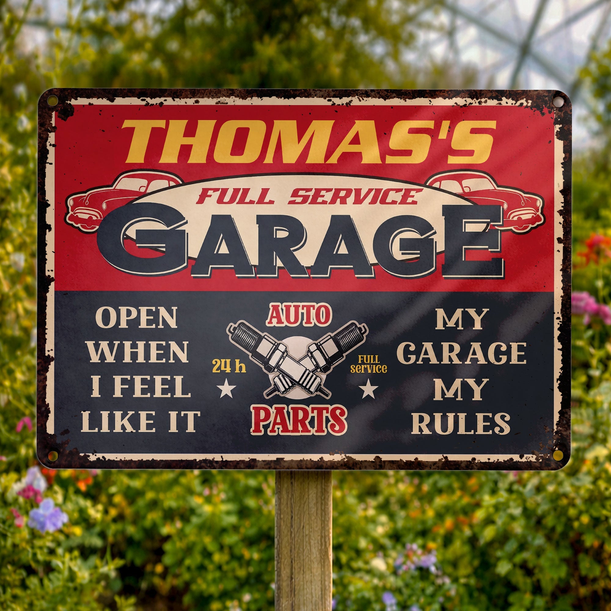 Personalized Vintage Metal Sign for Dad Garage Decor Gift Metal Sign GradoCreations