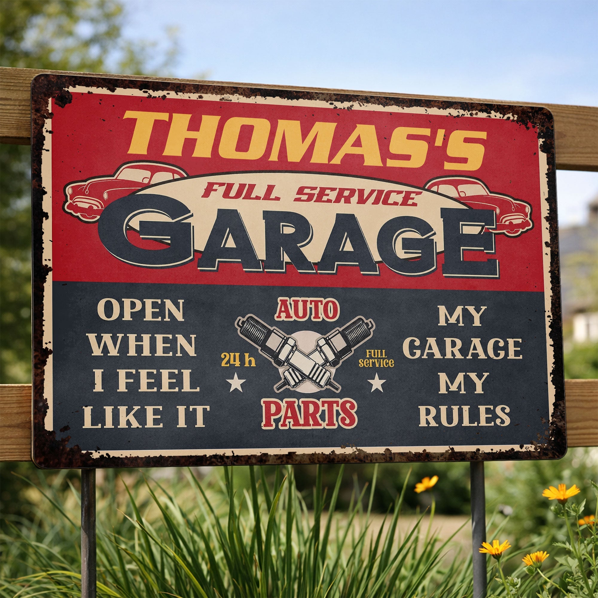 Personalized Vintage Metal Sign for Dad Garage Decor Gift Metal Sign GradoCreations