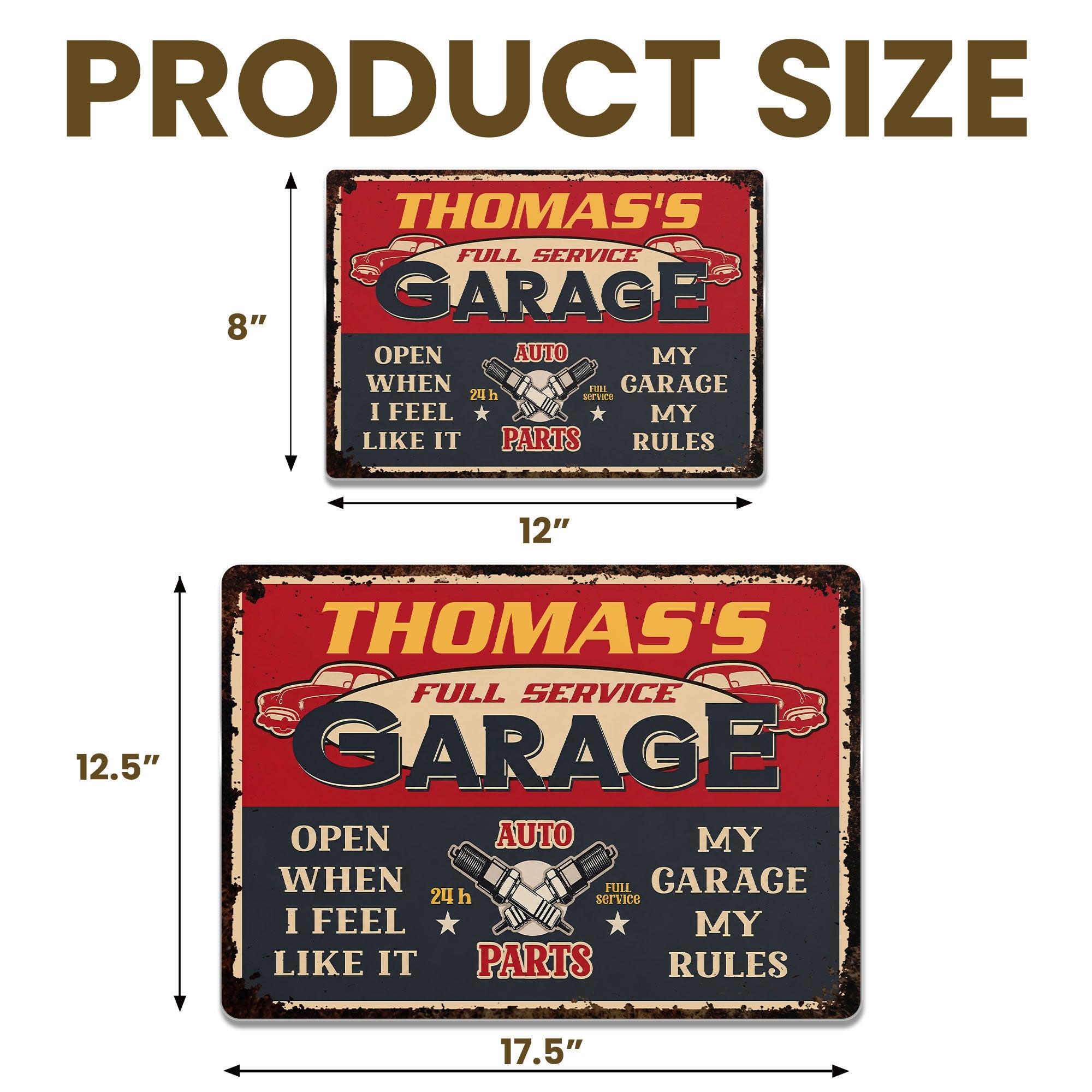 Personalized Vintage Metal Sign for Dad Garage Decor Gift Metal Sign GradoCreations