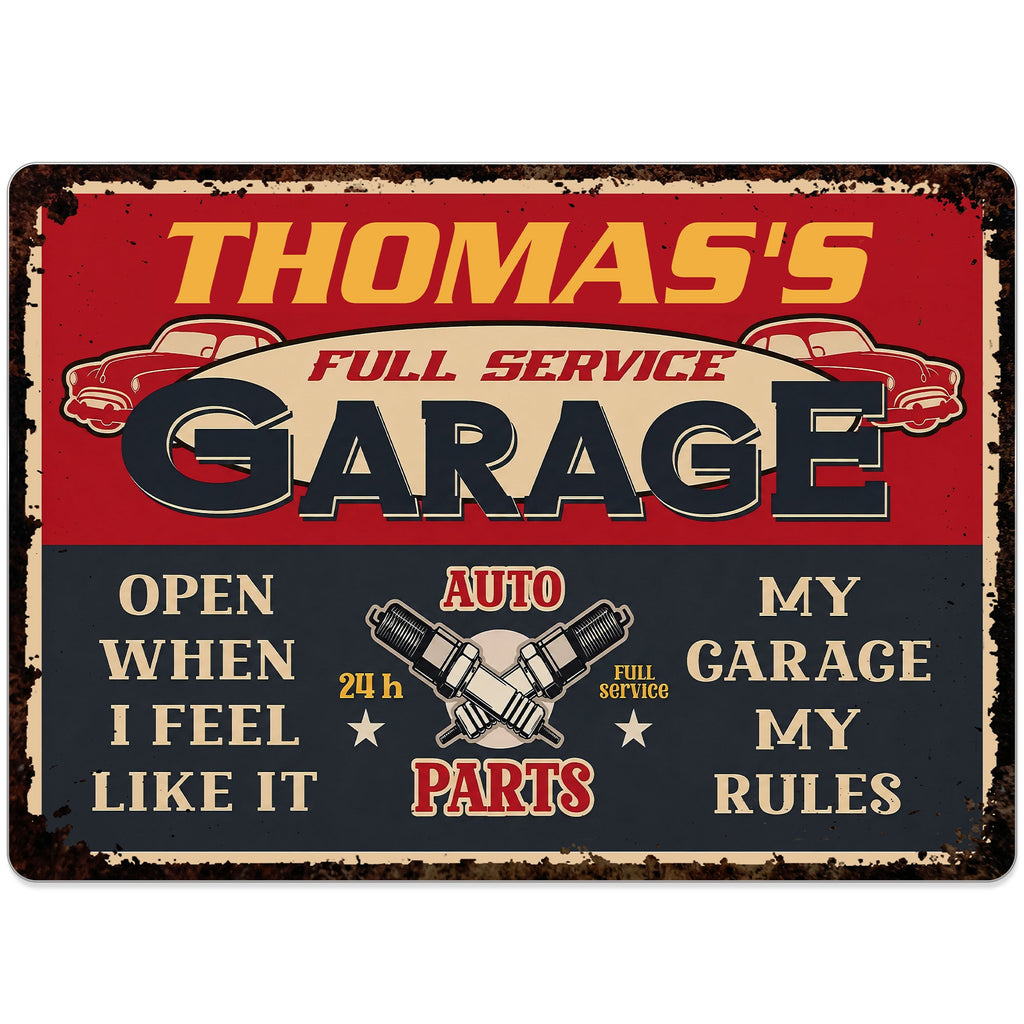 Personalized Vintage Metal Sign for Dad Garage Decor Gift Metal Sign GradoCreations