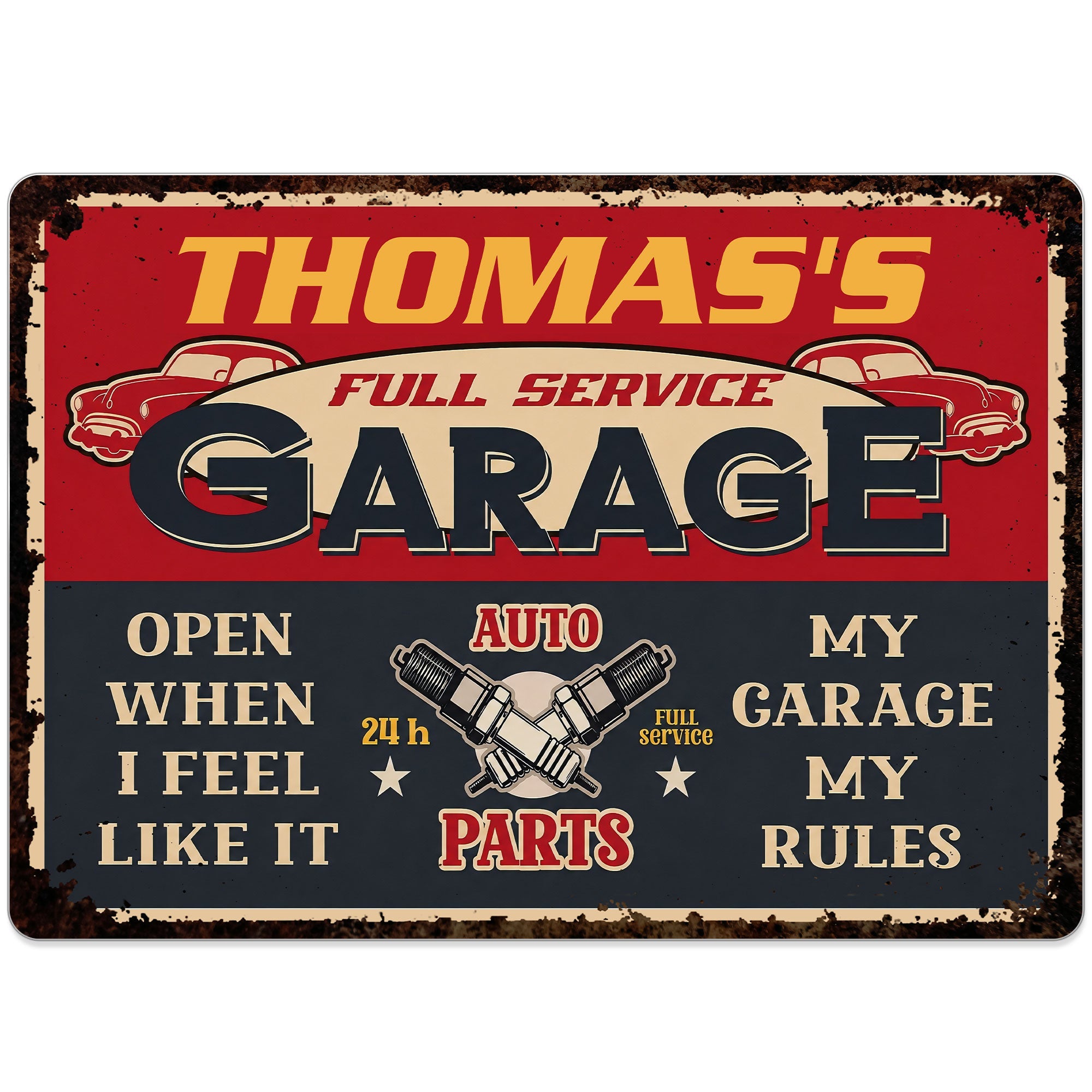 Personalized Vintage Metal Sign for Dad Garage Decor Gift Metal Sign GradoCreations