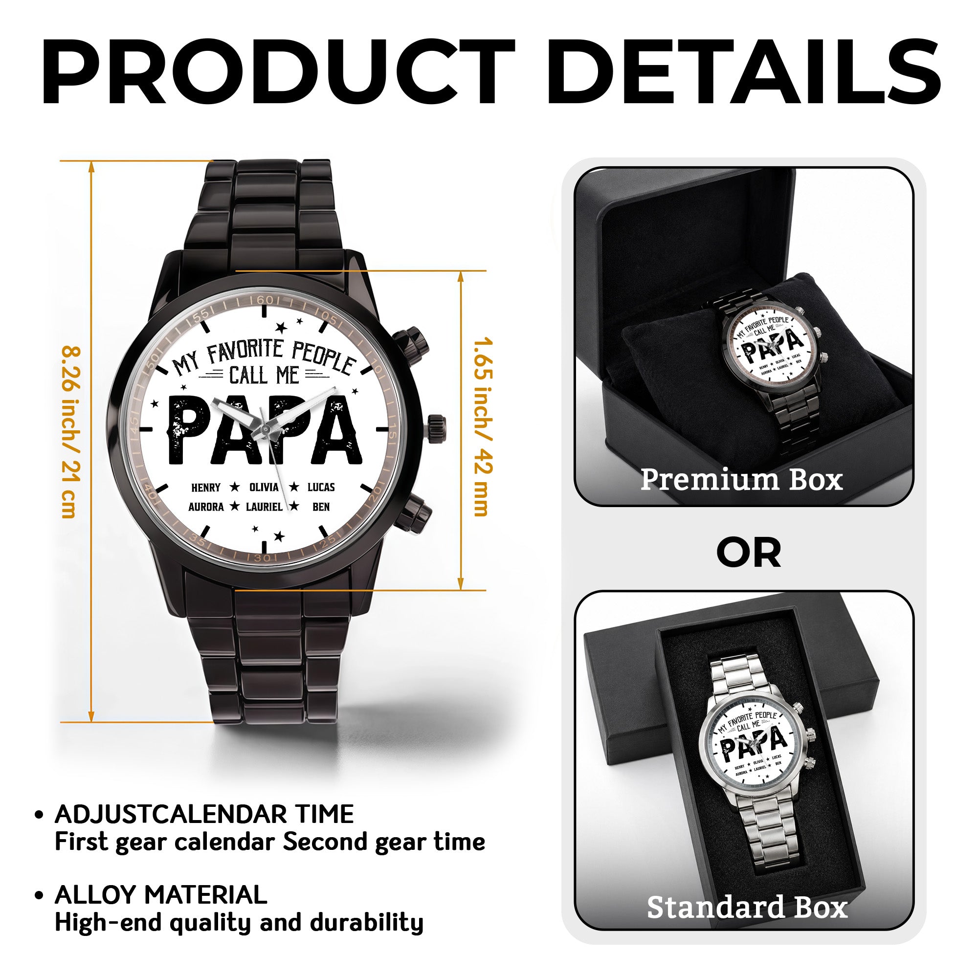 Personalized Custom Men's Watch with Engraved Name Gift for Dad Men's Watch GradoCreations