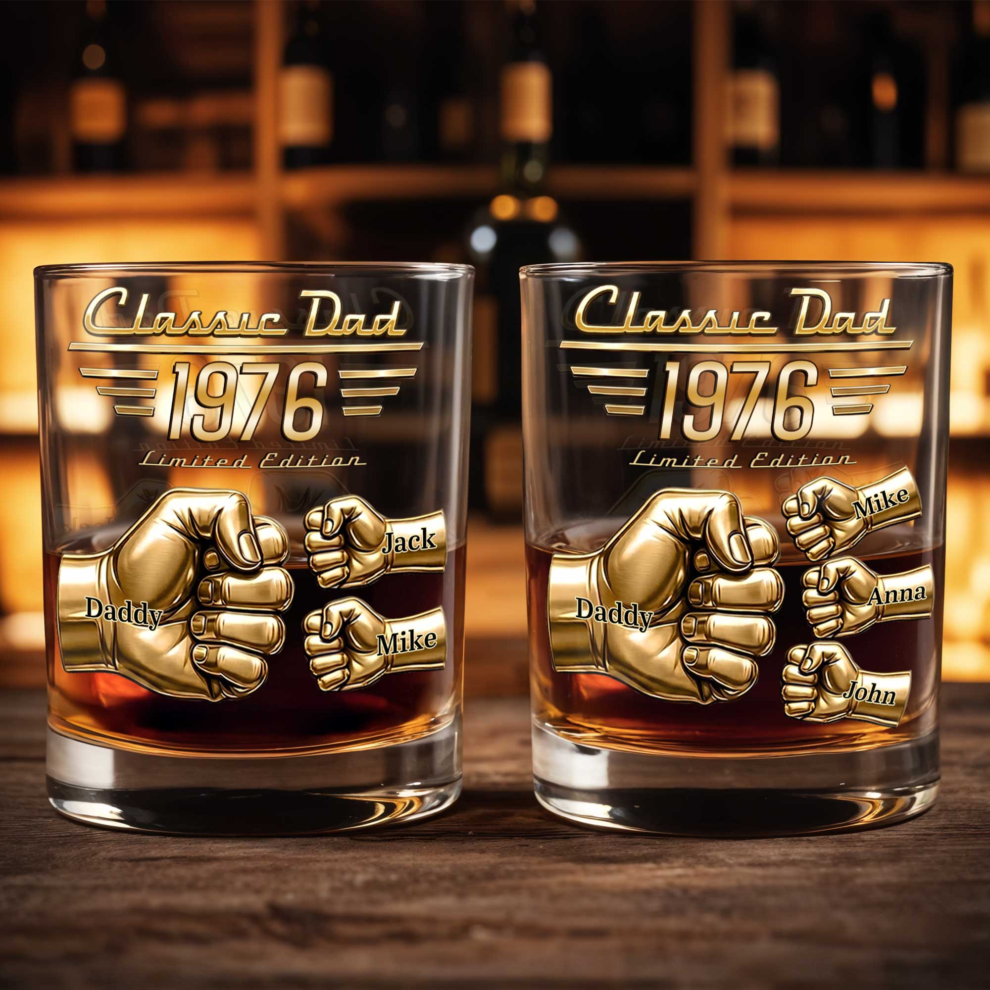 Personalized Custom Whiskey Glass Gift for Dad - Fist Bump Design Whiskey Glass GradoCreations