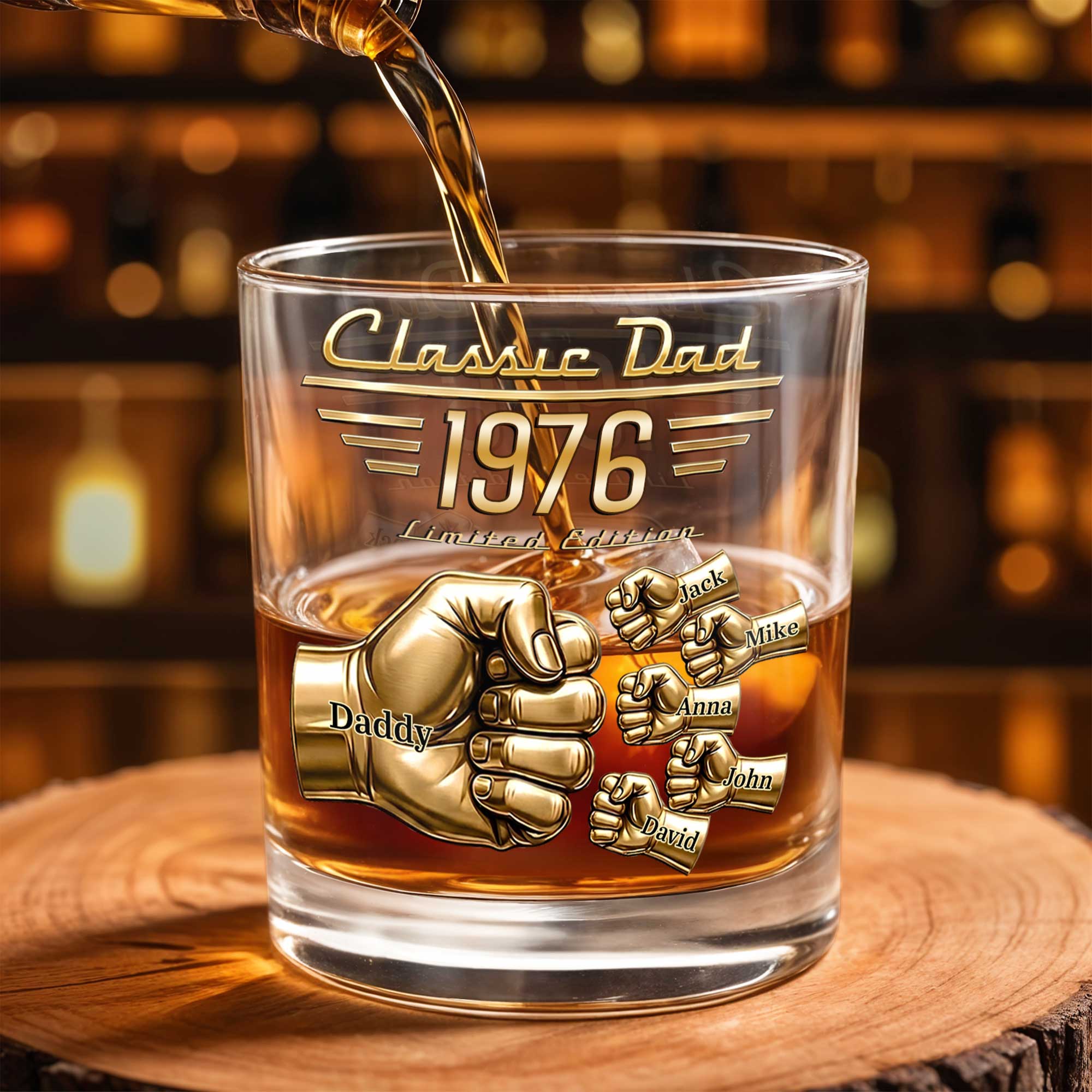Personalized Custom Whiskey Glass Gift for Dad - Fist Bump Design Whiskey Glass GradoCreations