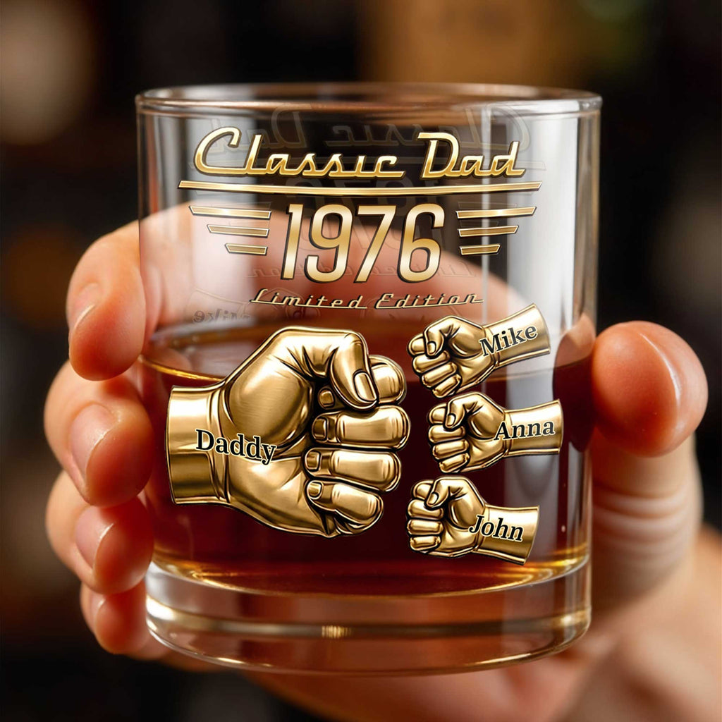 Personalized Custom Whiskey Glass Gift for Dad - Fist Bump Design Whiskey Glass GradoCreations