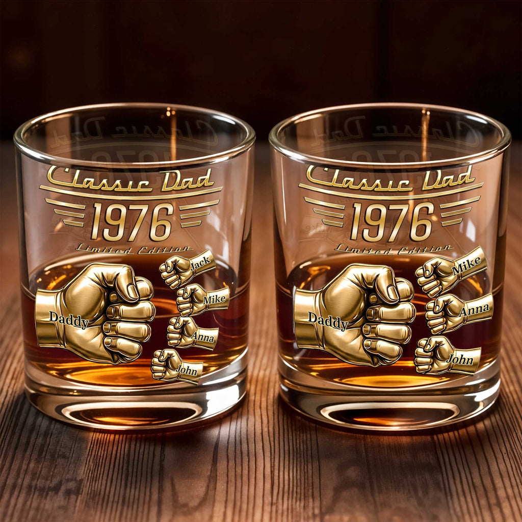 Personalized Custom Whiskey Glass Gift for Dad - Fist Bump Design Whiskey Glass GradoCreations
