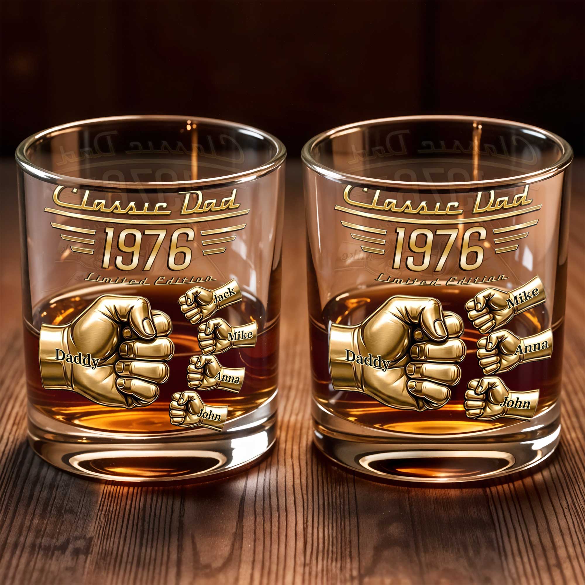Personalized Custom Whiskey Glass Gift for Dad - Fist Bump Design Whiskey Glass GradoCreations