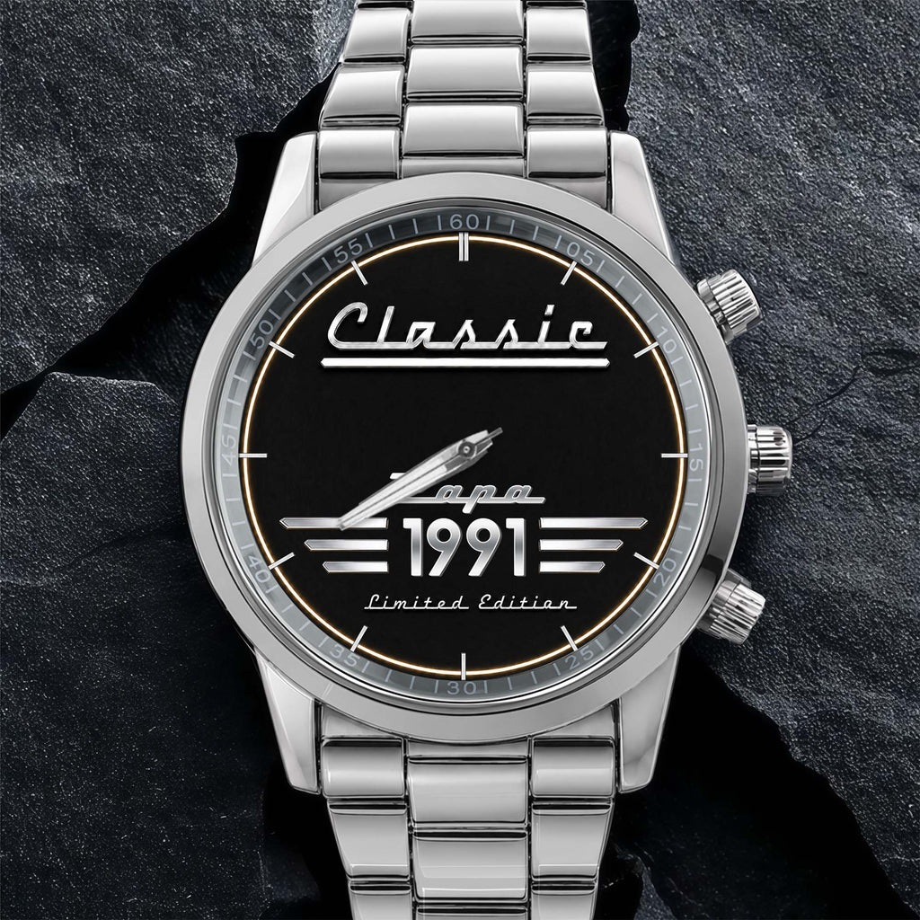 Personalized Men's Watch Custom Name Gift for Dad Black Men's Watch GradoCreations