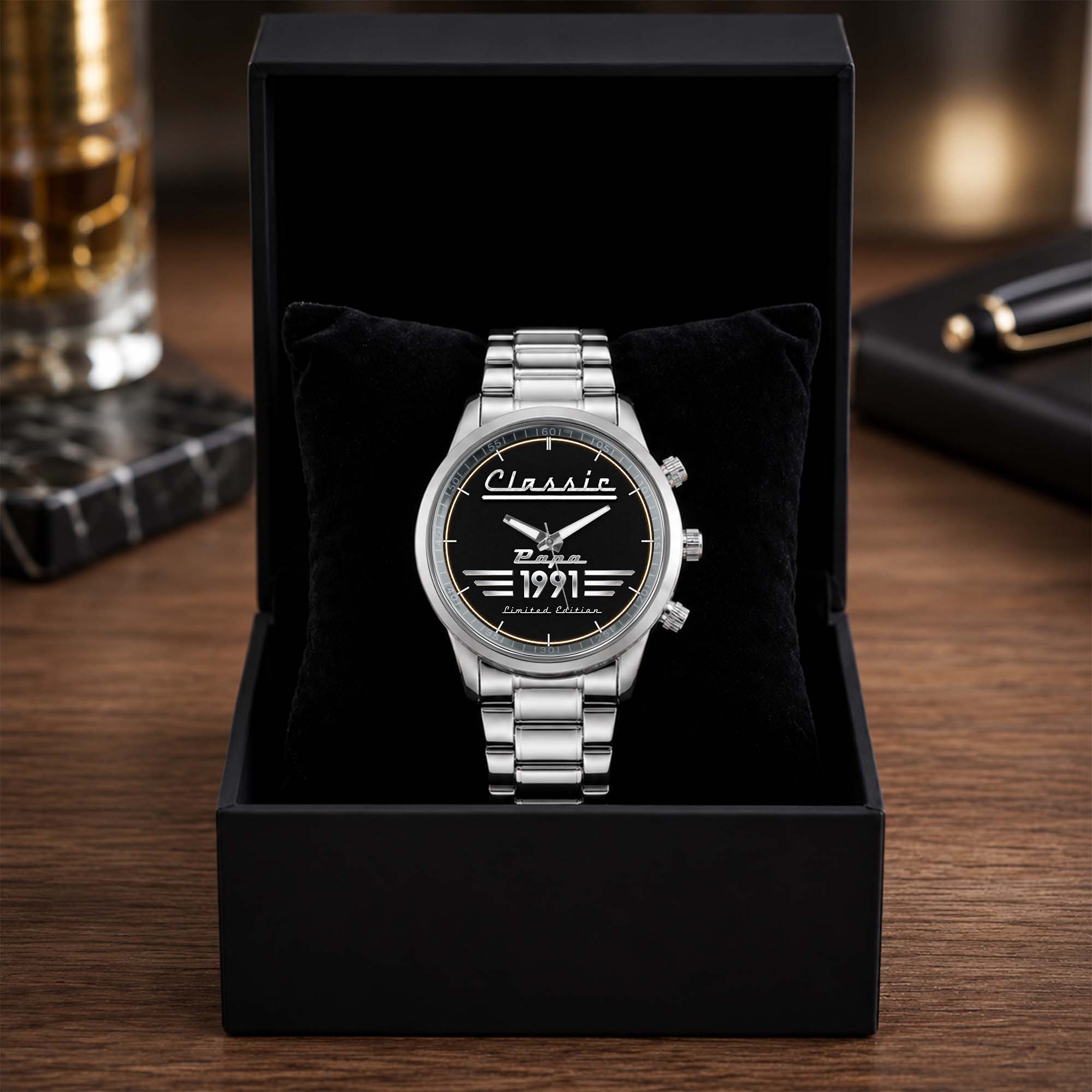 Personalized Men's Watch Custom Name Gift for Dad Black