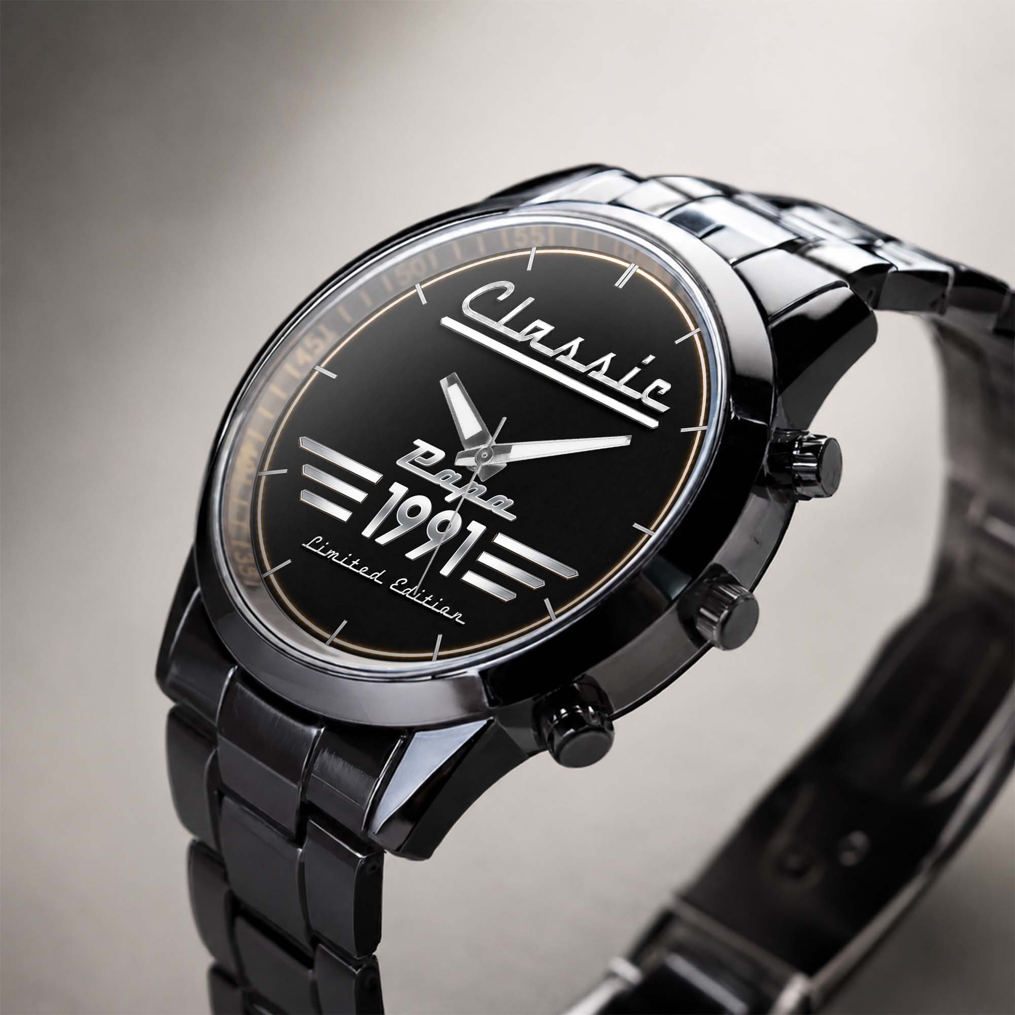 Personalized Men's Watch Custom Name Gift for Dad Black