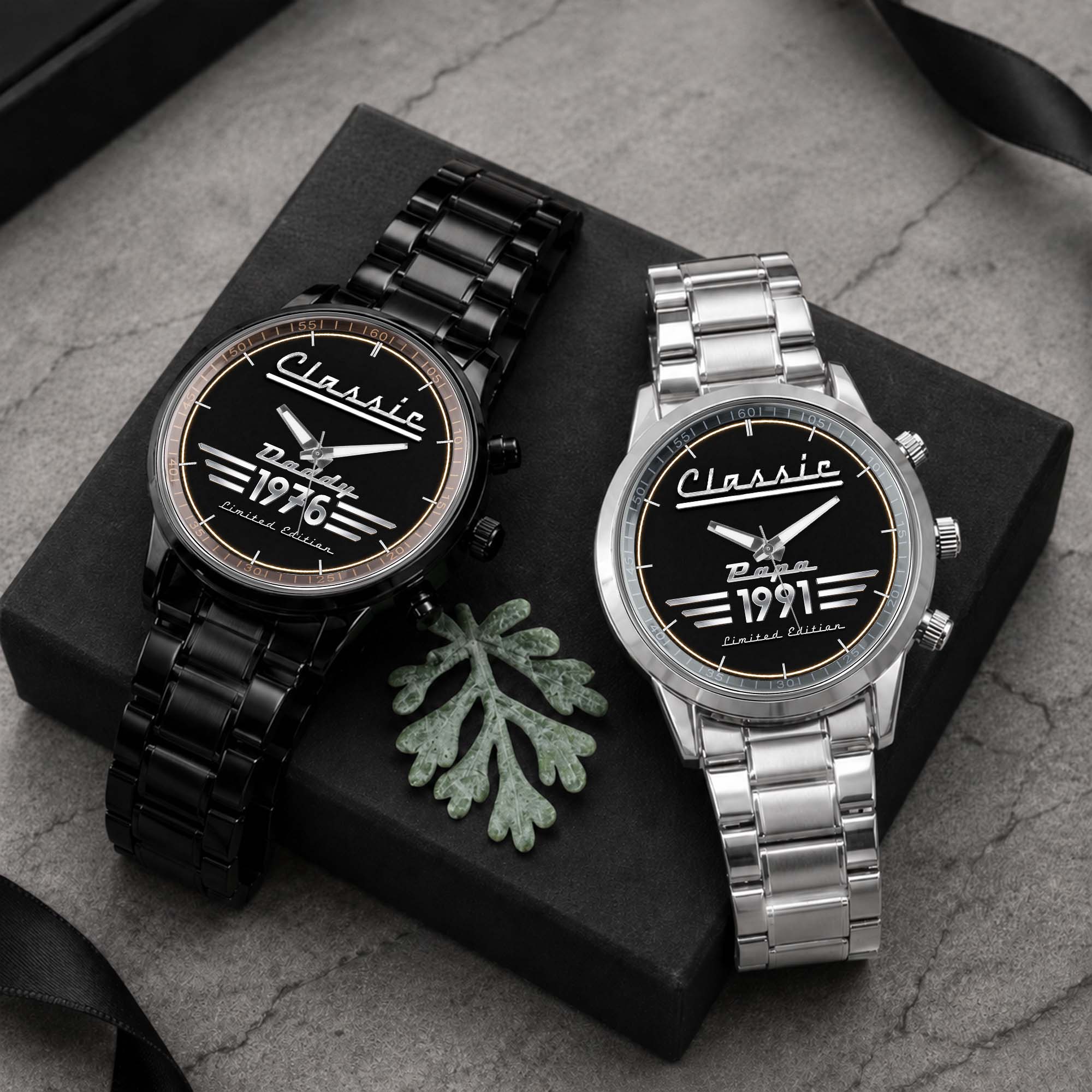 Personalized Men's Watch Custom Name Gift for Dad Black Men's Watch GradoCreations