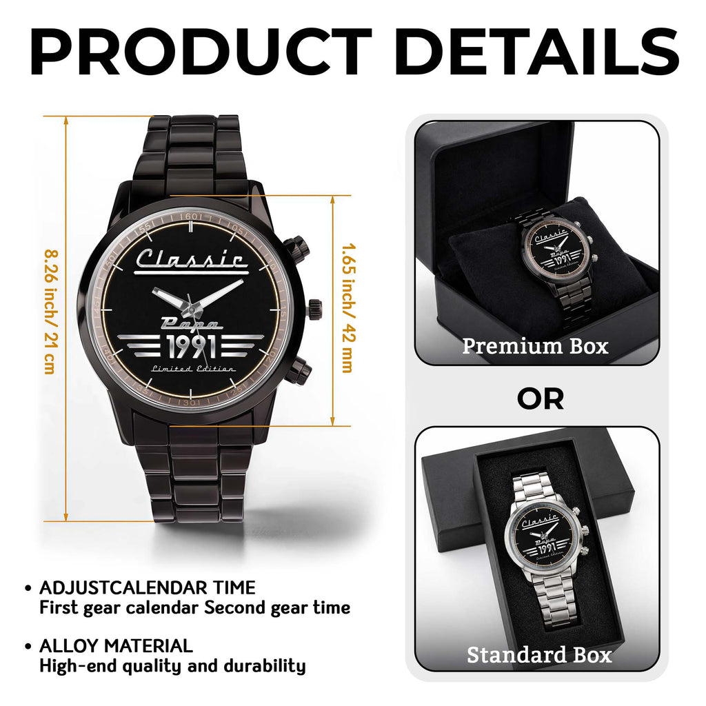 Personalized Men's Watch Custom Name Gift for Dad Black Men's Watch GradoCreations