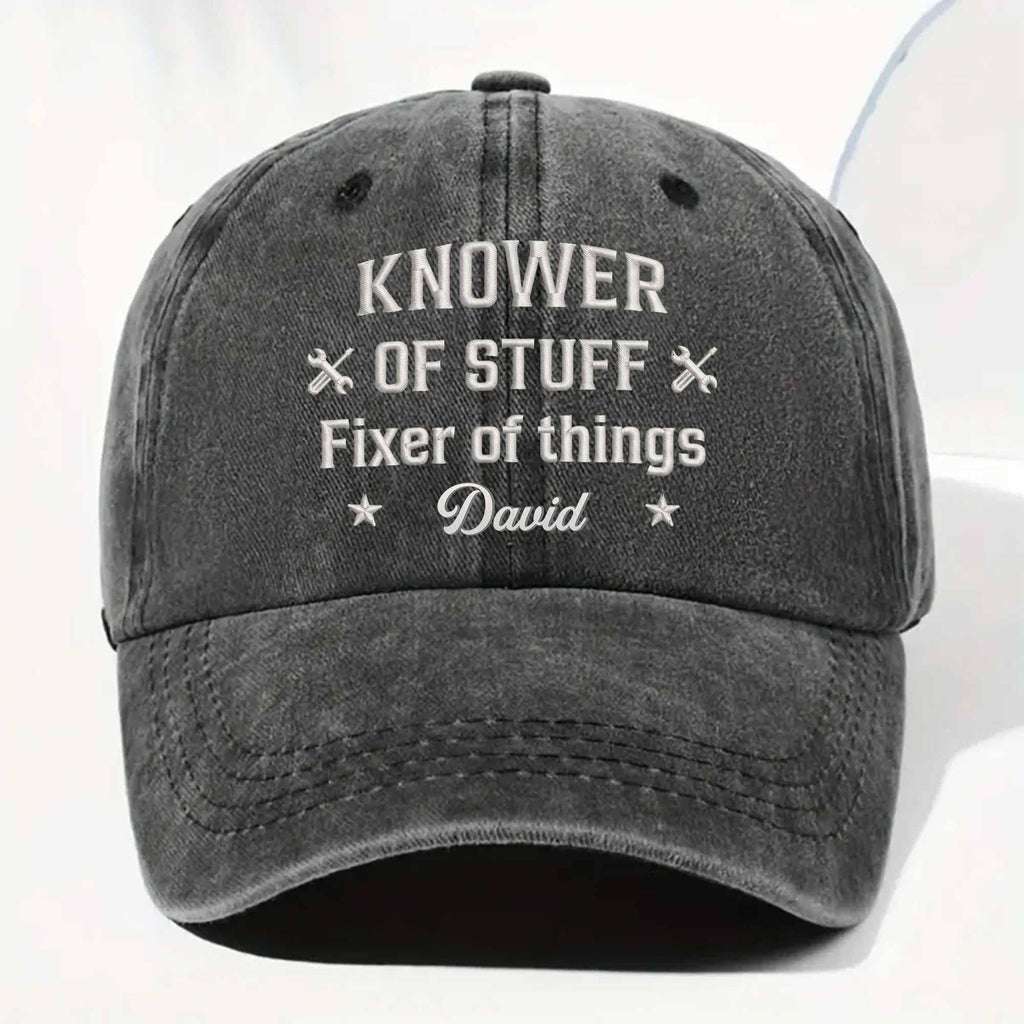 Personalized Denim Cap for Dad with Custom Text - Great Gift Washed Denim Cap GradoCreations