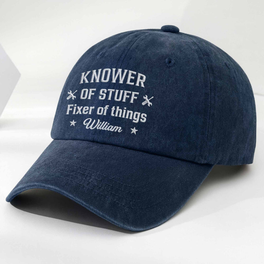 Personalized Denim Cap for Dad with Custom Text - Great Gift Washed Denim Cap GradoCreations