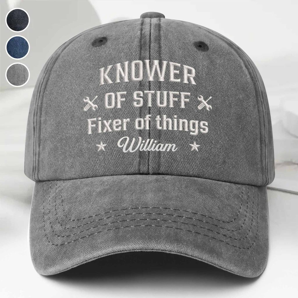 Personalized Denim Cap for Dad with Custom Text - Great Gift Washed Denim Cap GradoCreations