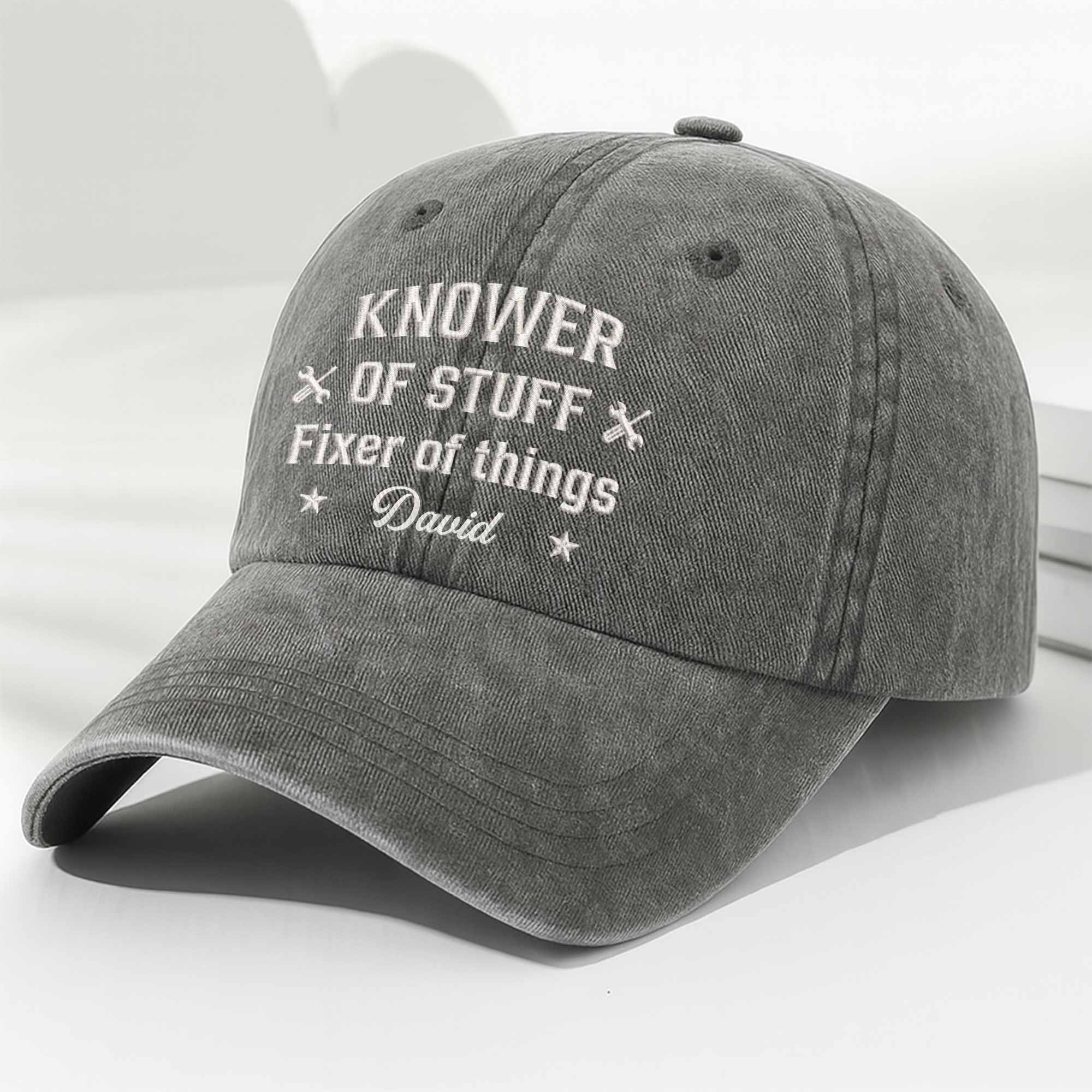 Personalized Denim Cap for Dad with Custom Text - Great Gift Washed Denim Cap GradoCreations