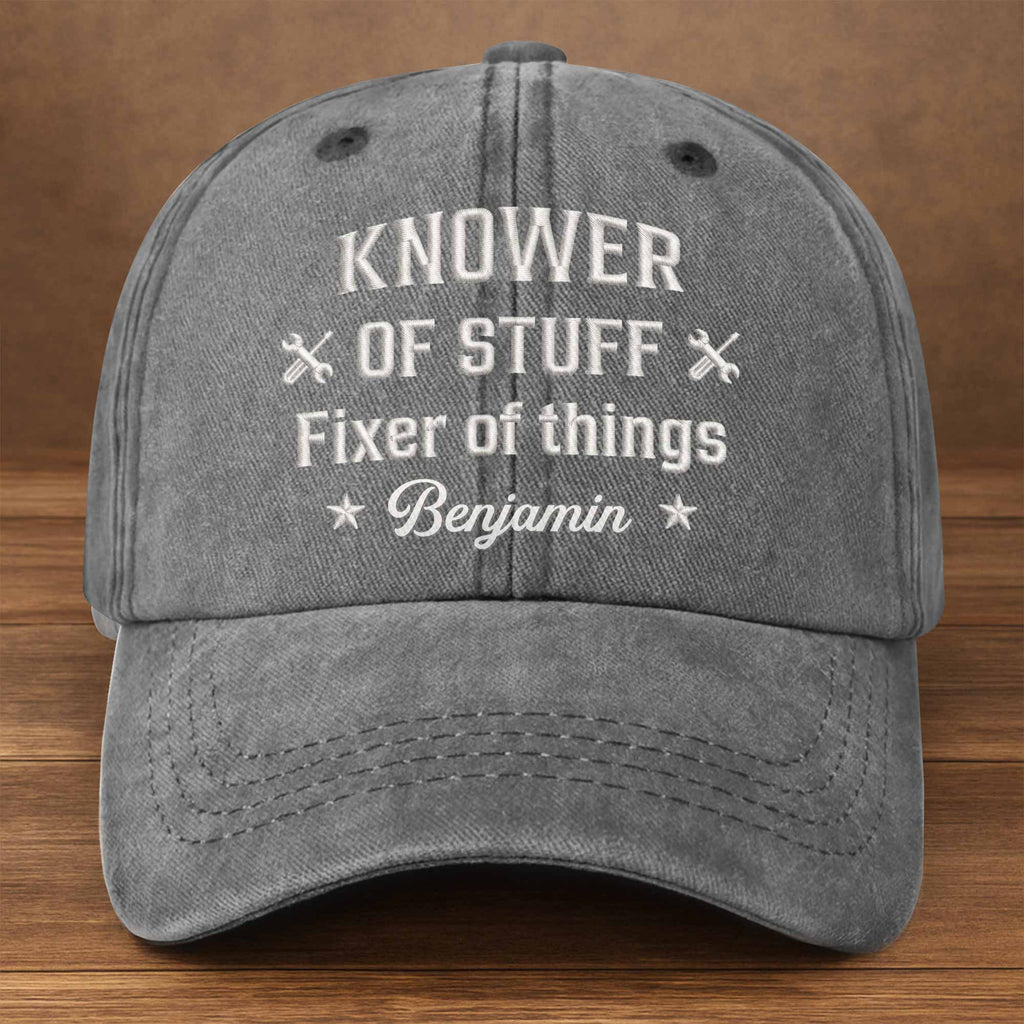 Personalized Denim Cap for Dad with Custom Text - Great Gift Washed Denim Cap GradoCreations