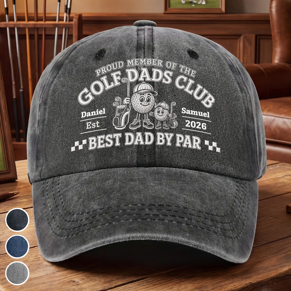 Personalized Washed Denim Cap for Golf Dads Best Dad Gift Washed Denim Cap GradoCreations
