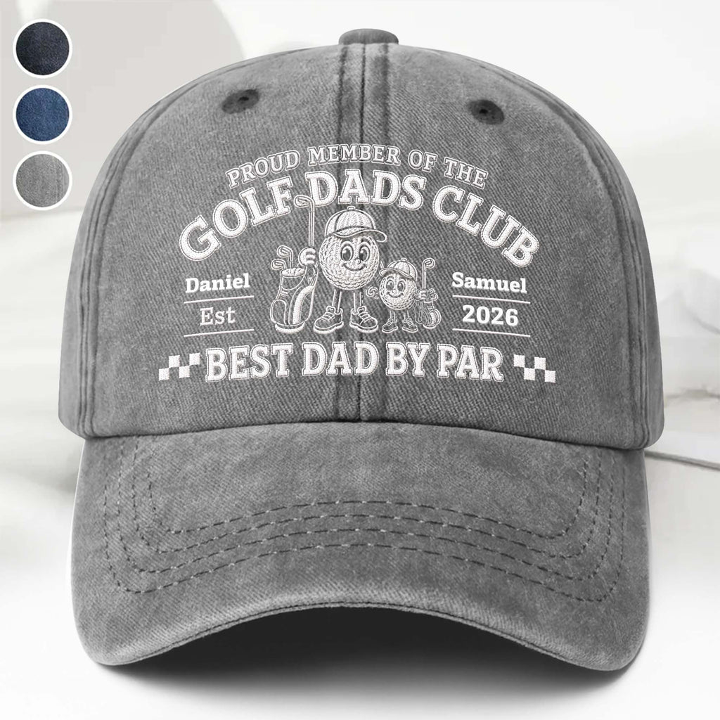 Personalized Washed Denim Cap for Golf Dads Best Dad Gift Washed Denim Cap GradoCreations