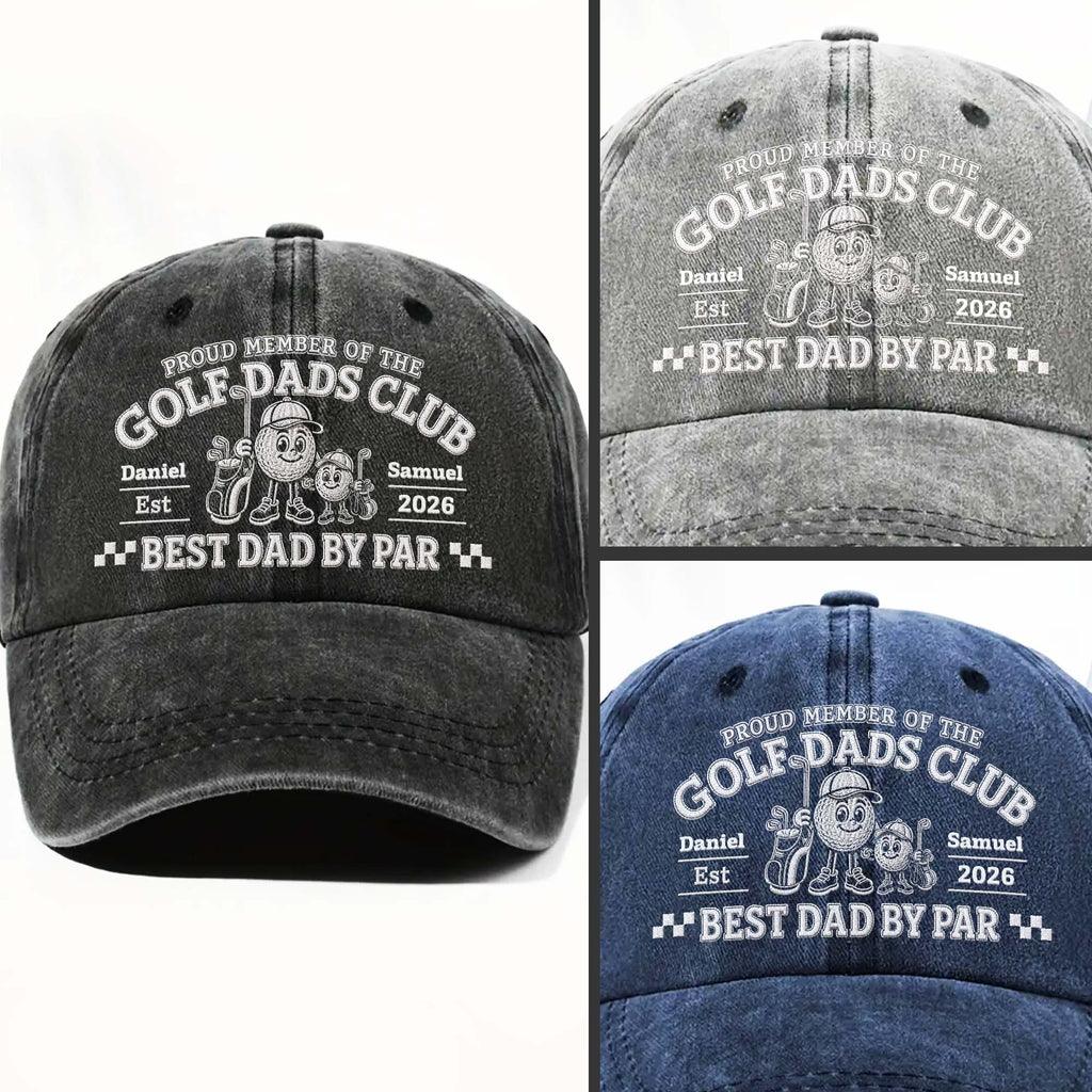 Personalized Washed Denim Cap for Golf Dads Best Dad Gift Washed Denim Cap GradoCreations