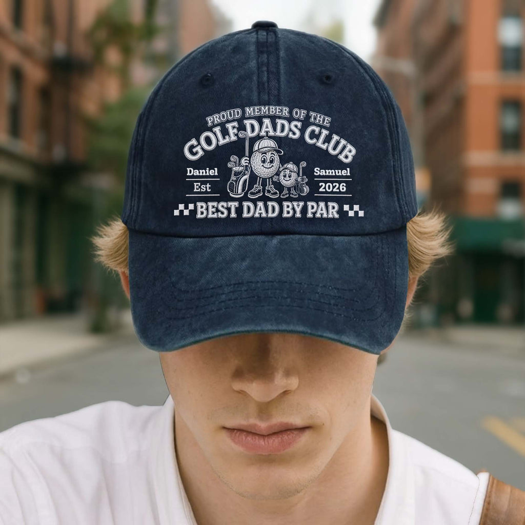 Personalized Washed Denim Cap for Golf Dads Best Dad Gift Washed Denim Cap GradoCreations